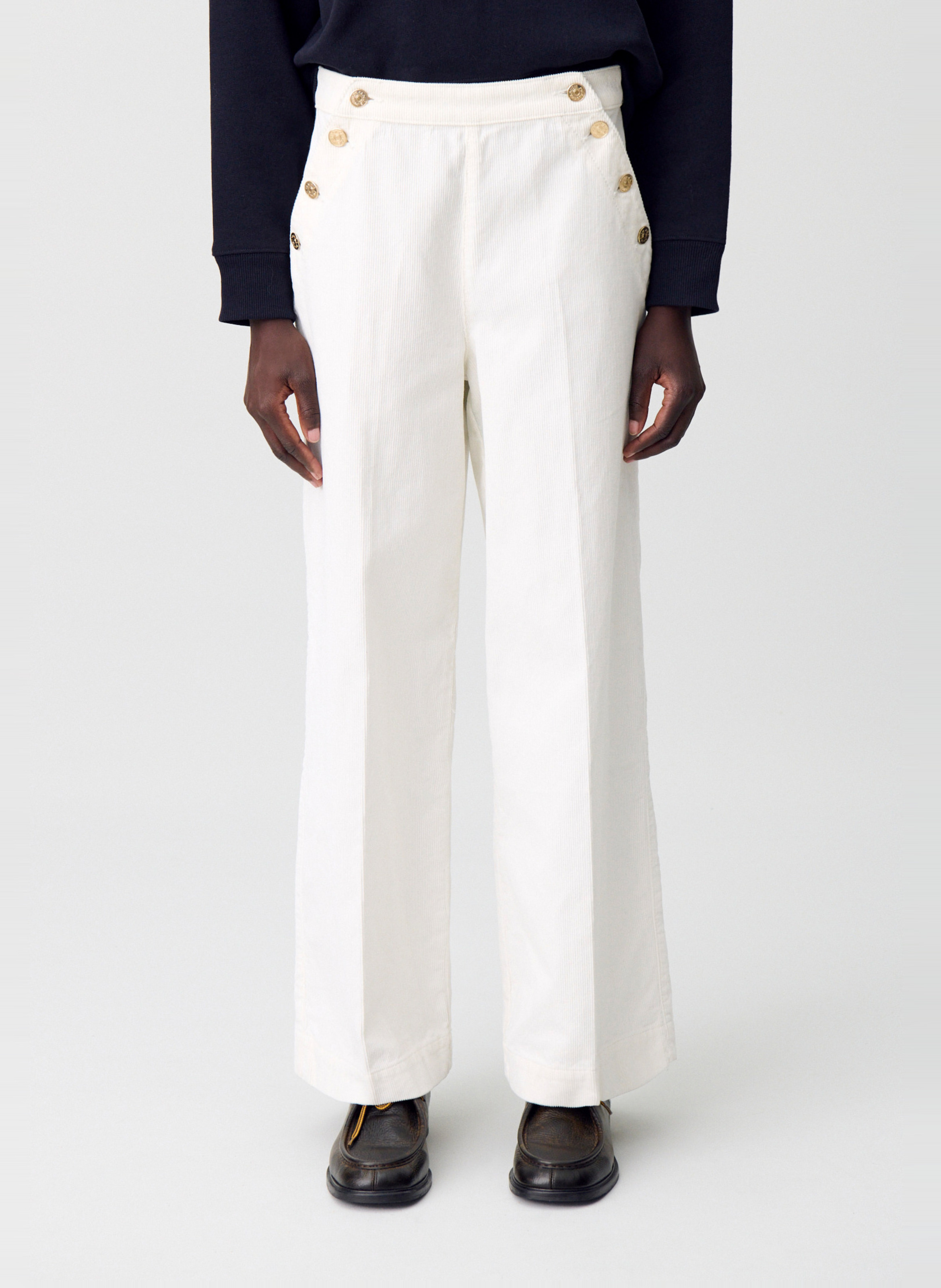 Pantalon à pont en coton côtelé jeanpascal CLAUDIE PIERLOT Beige