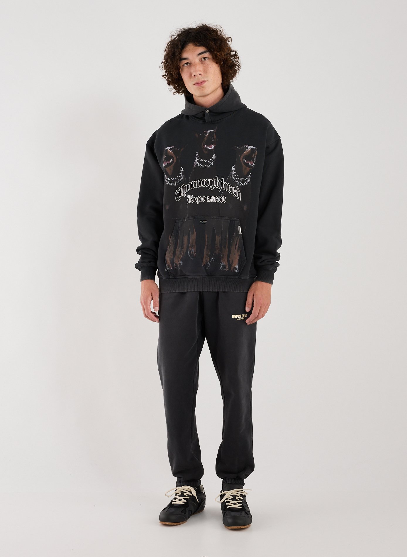 Sweatshirt à capuche imprimé en coton Noir