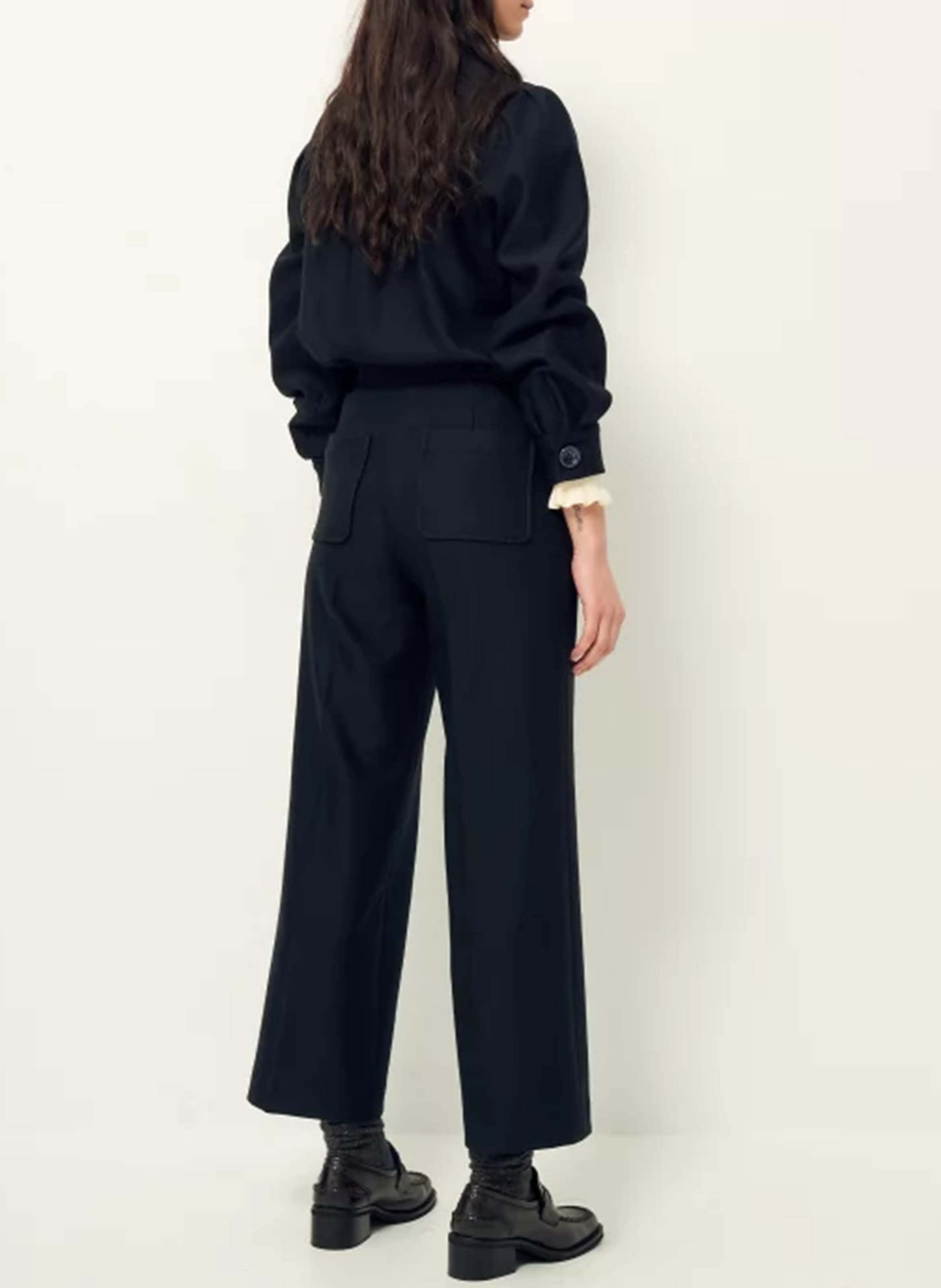 Pantalon droit à plis marqués alberwool SESSUN Noir