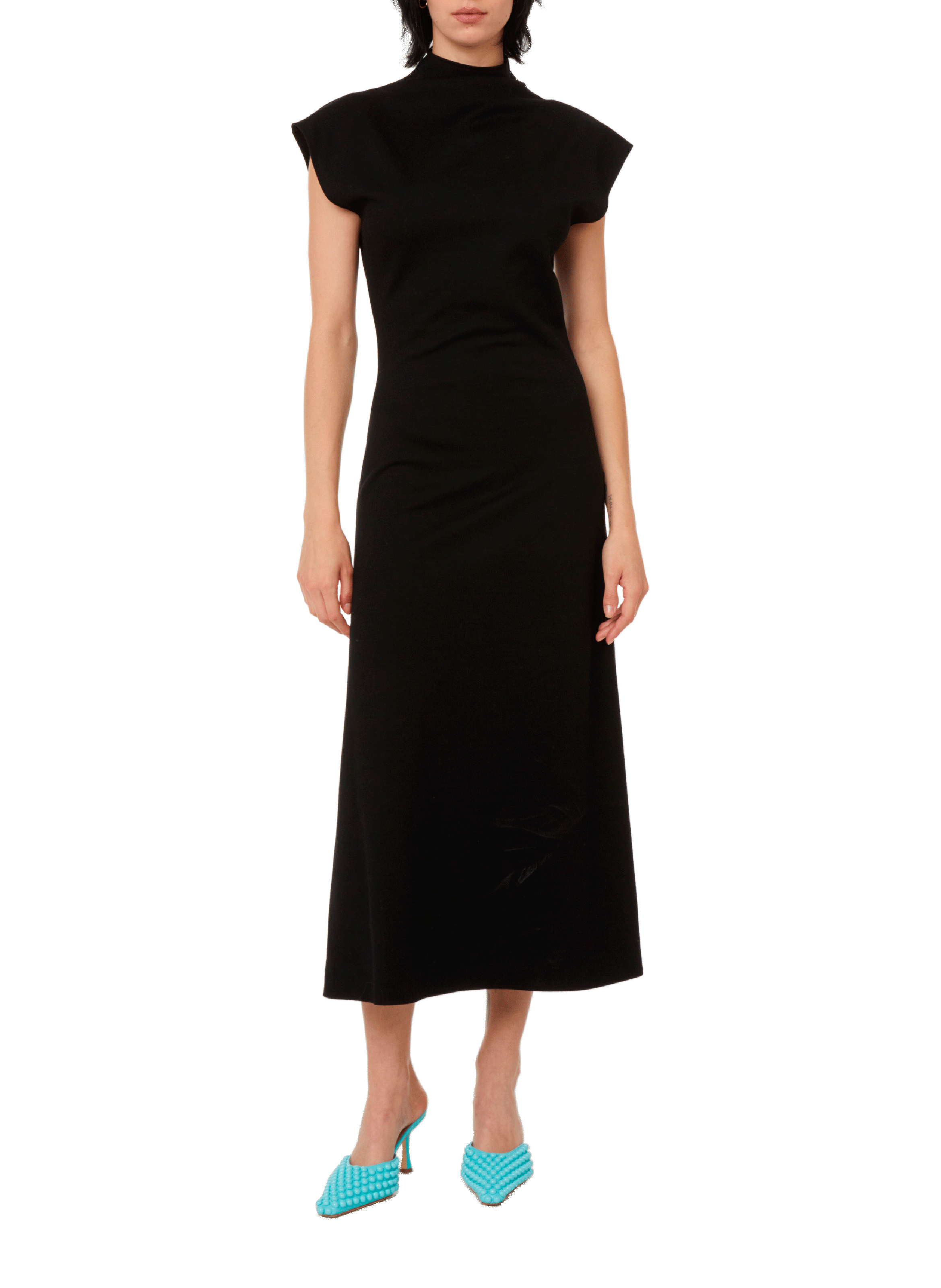 GAUCHERE Robe longue en laine vierge  Noir