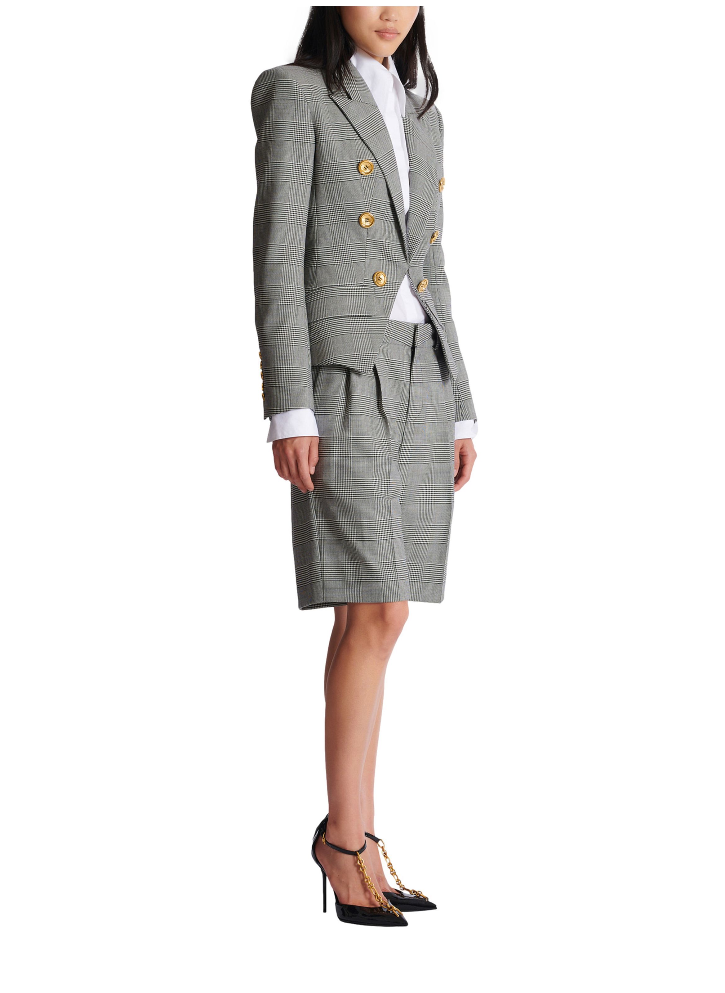 Veste 6 boutons en jacquard prince de galles BALMAIN Noir