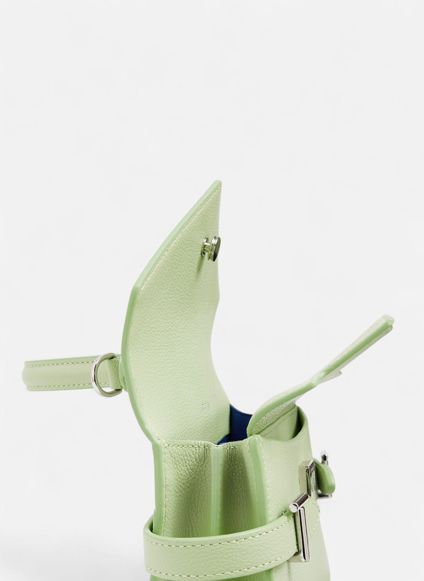 Petit sac à main double rabat emilie en cuir grainé LE TANNEUR Vert