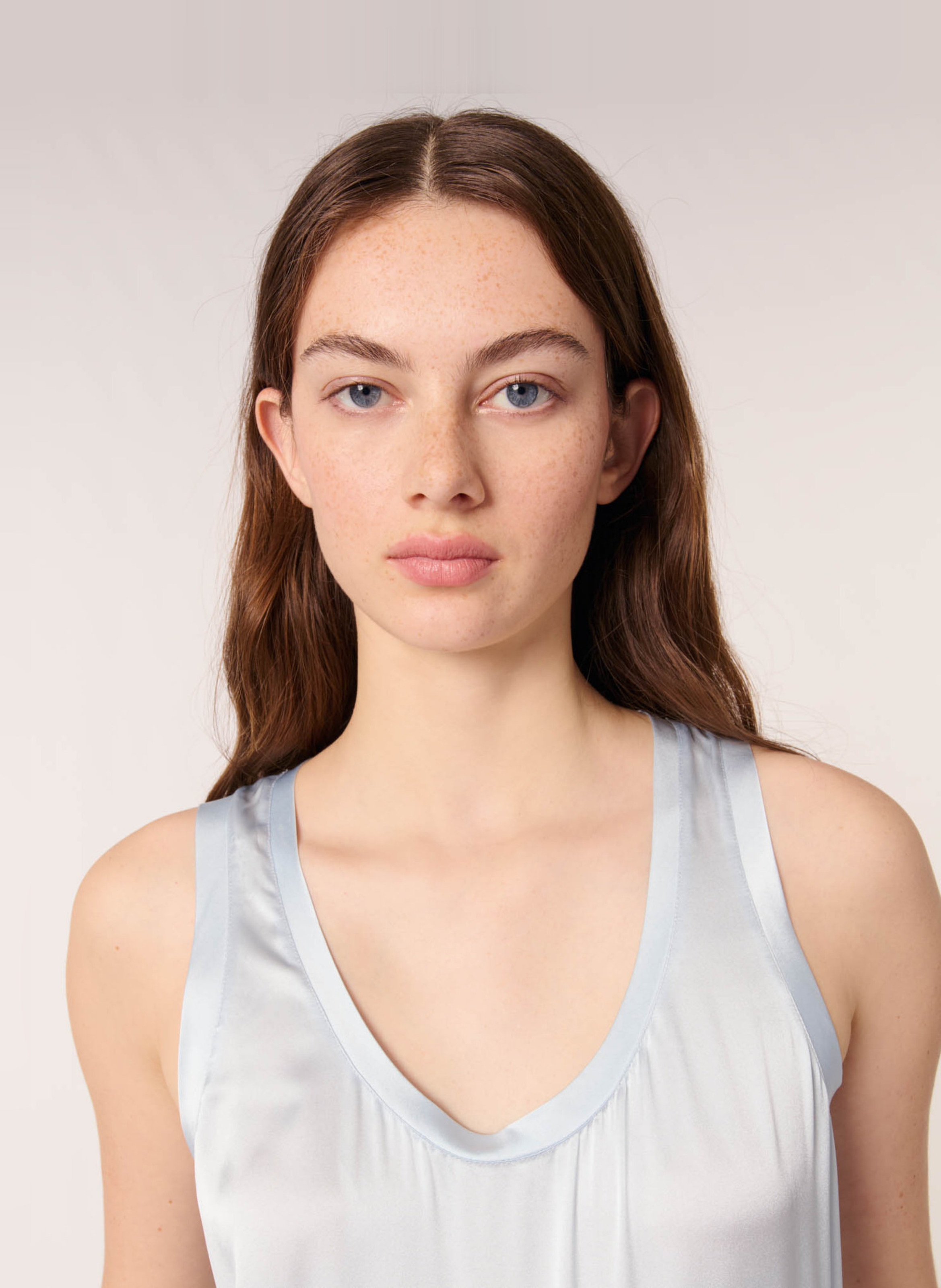 Débardeur droit en soie mélangée MAJE Bleu