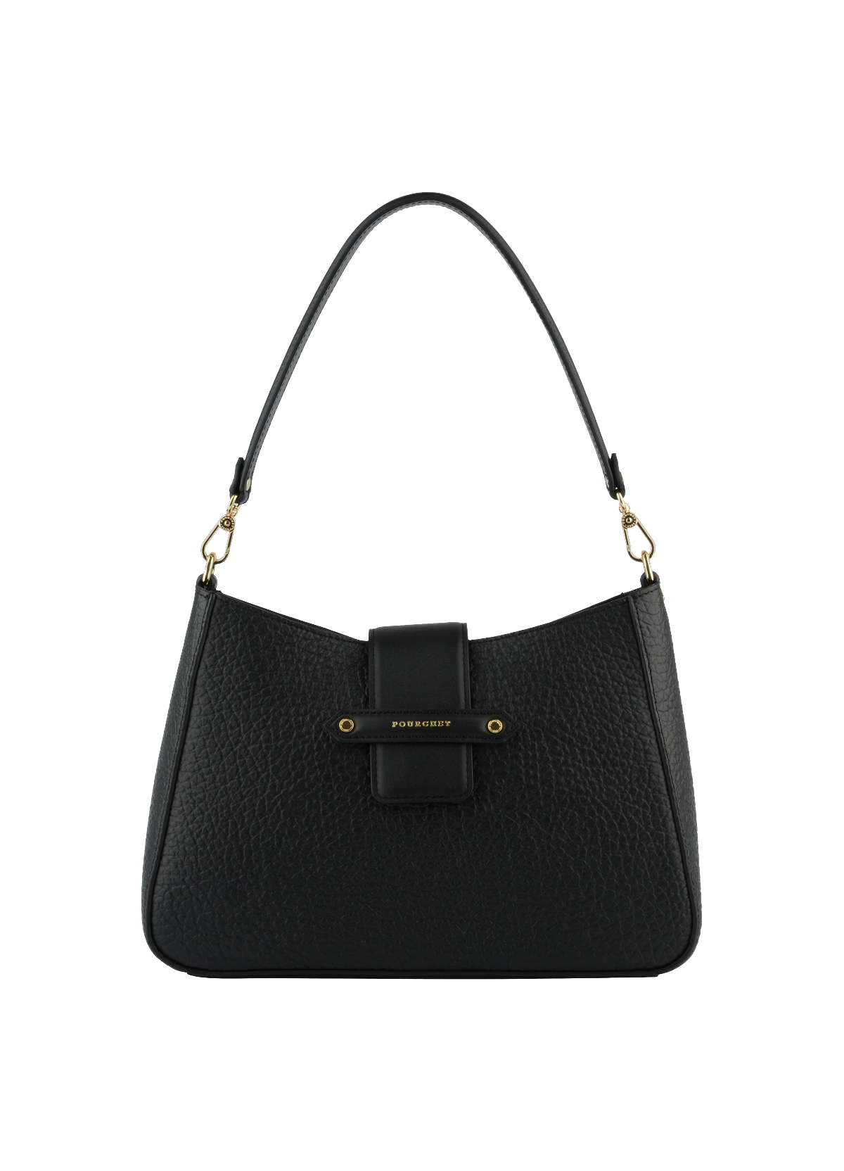 Fleuves | Sac porté épaule GM en cuir de vachette POURCHET Noir