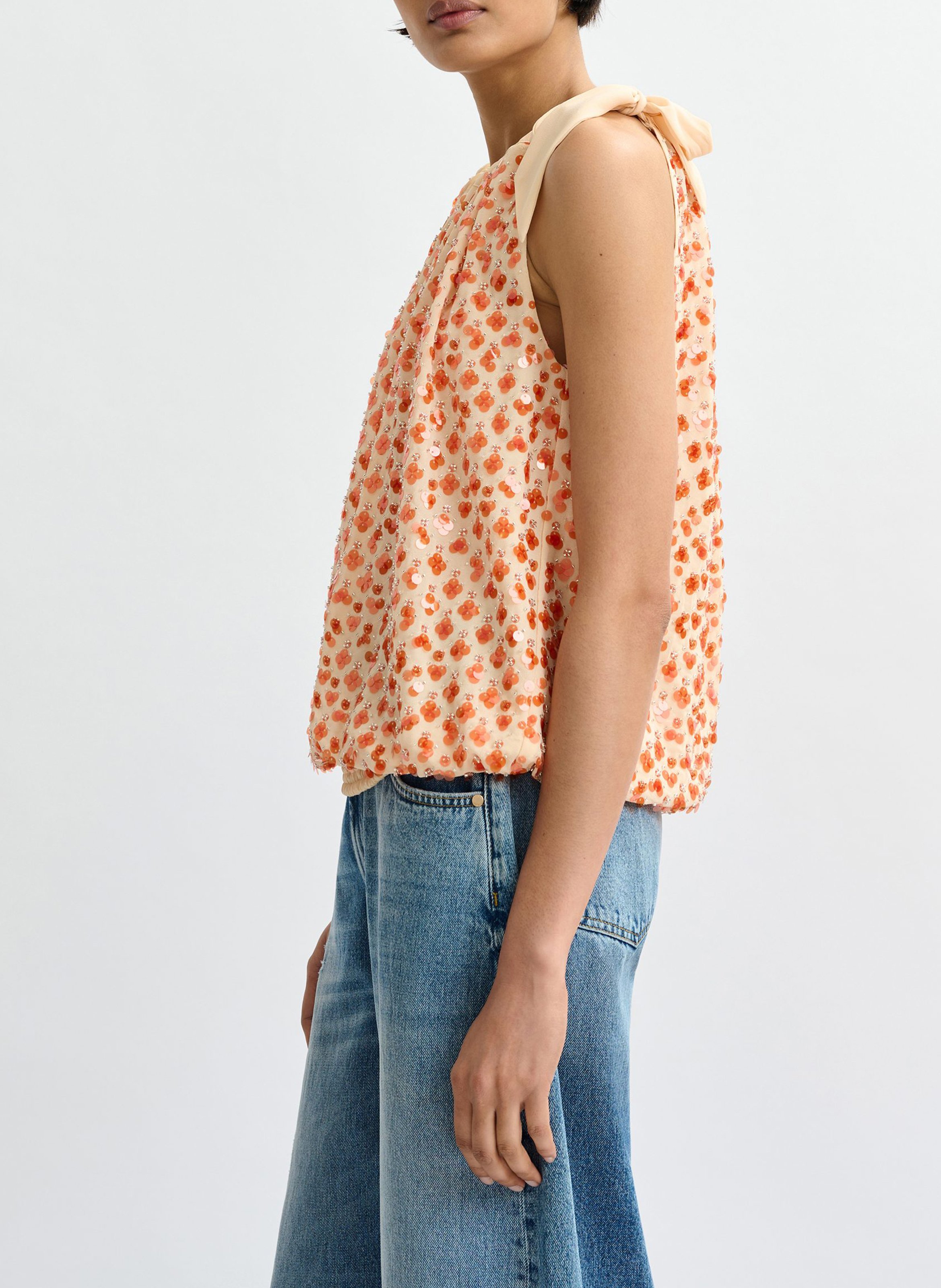 Top oversize col rond imprimé Jocelyn ESSENTIEL ANTWERP Orange