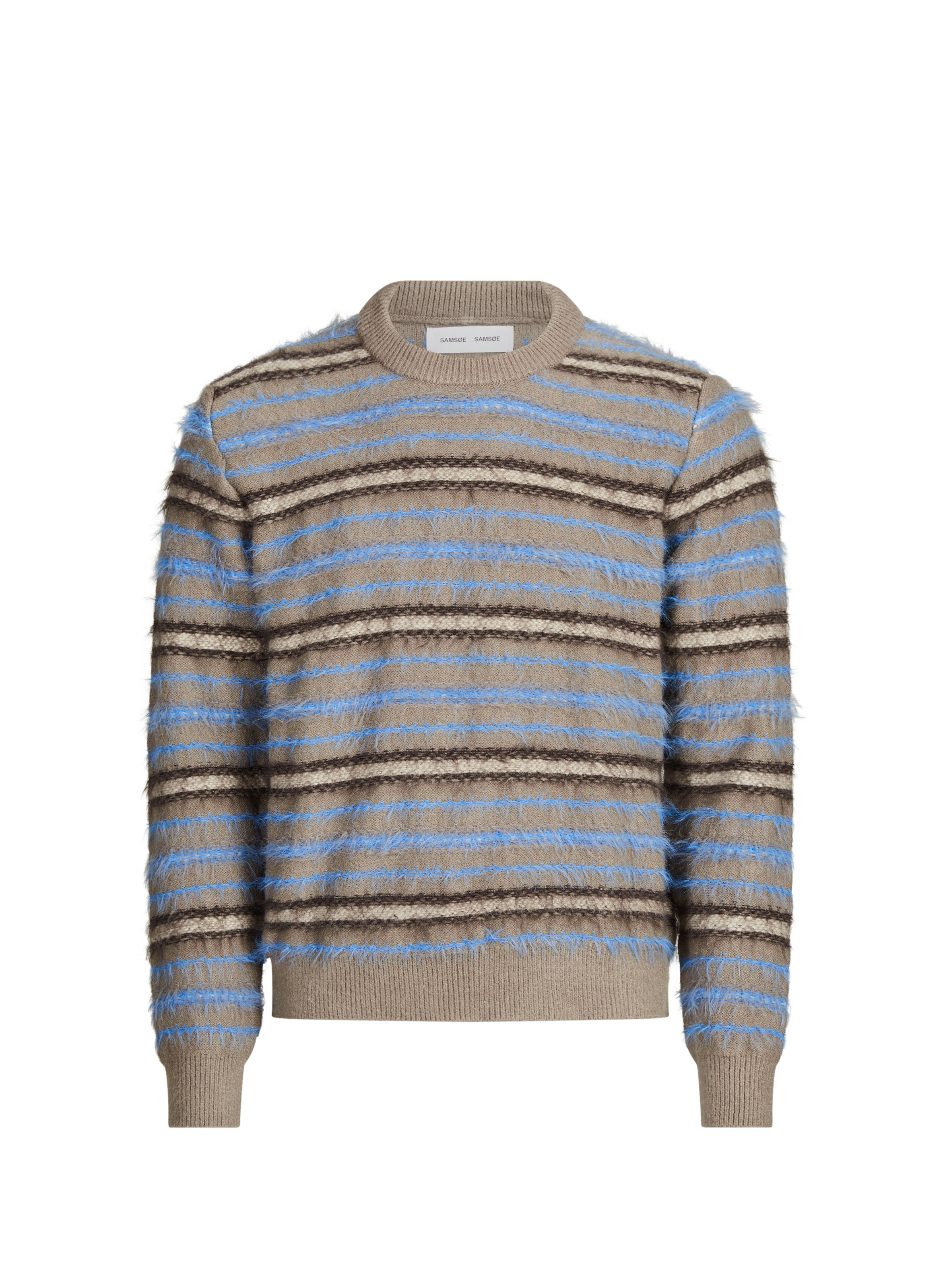 Round neck striped sweater SAMSOE SAMSOE Beige
