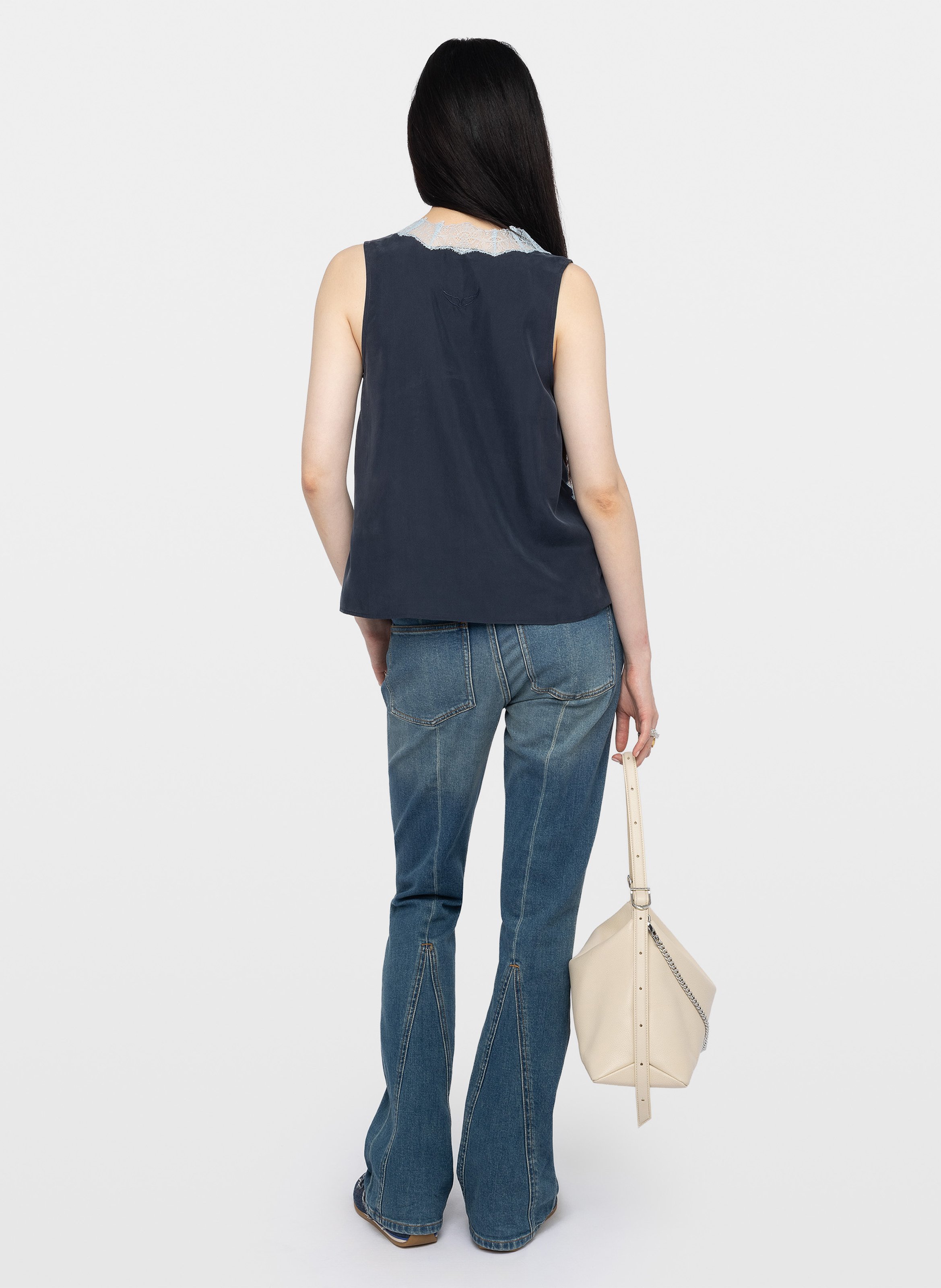 Top droit col v en soie tasao ZADIG&VOLTAIRE Bleu