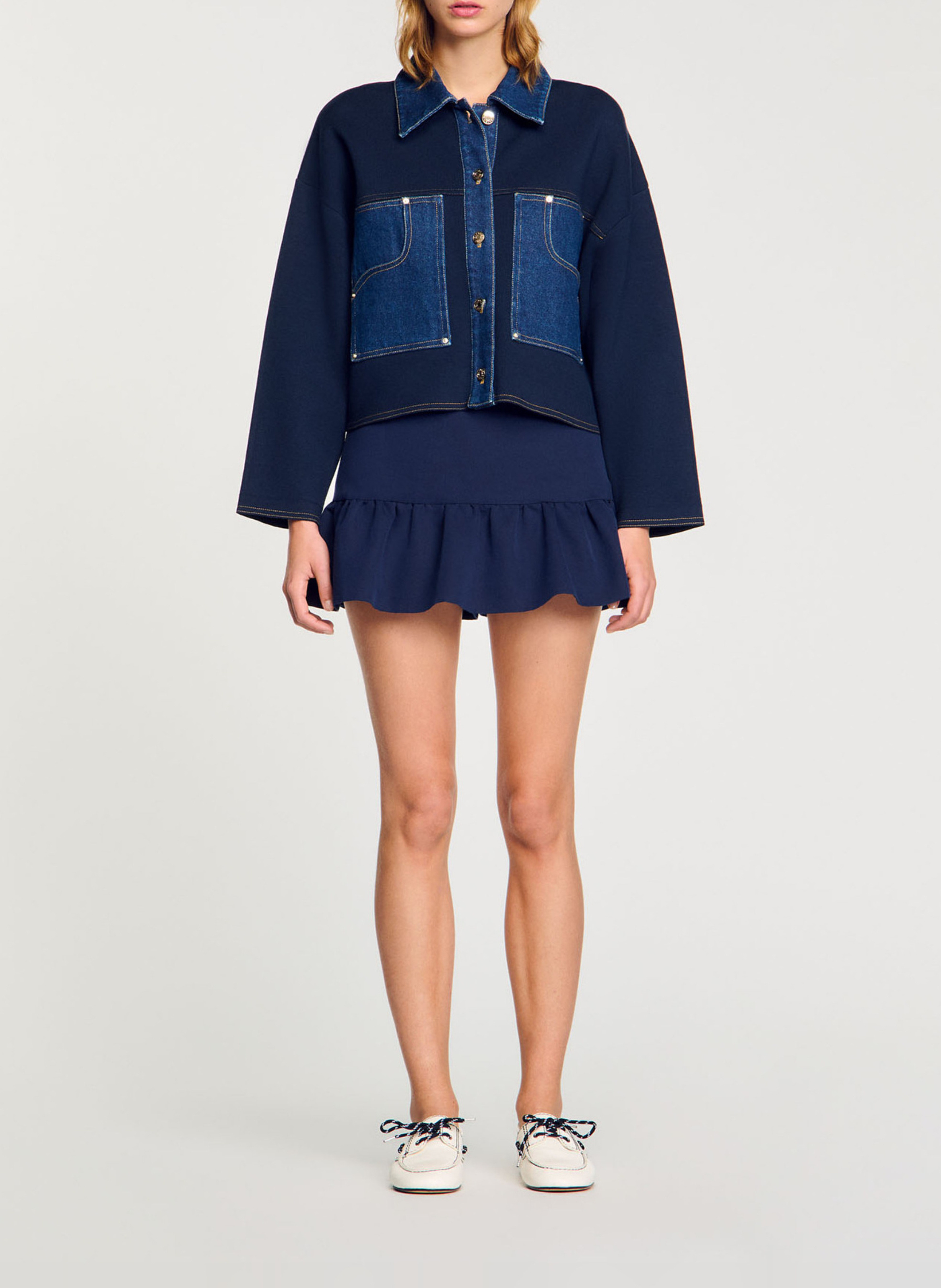 Veste courte avec détails en denim SANDRO Bleu