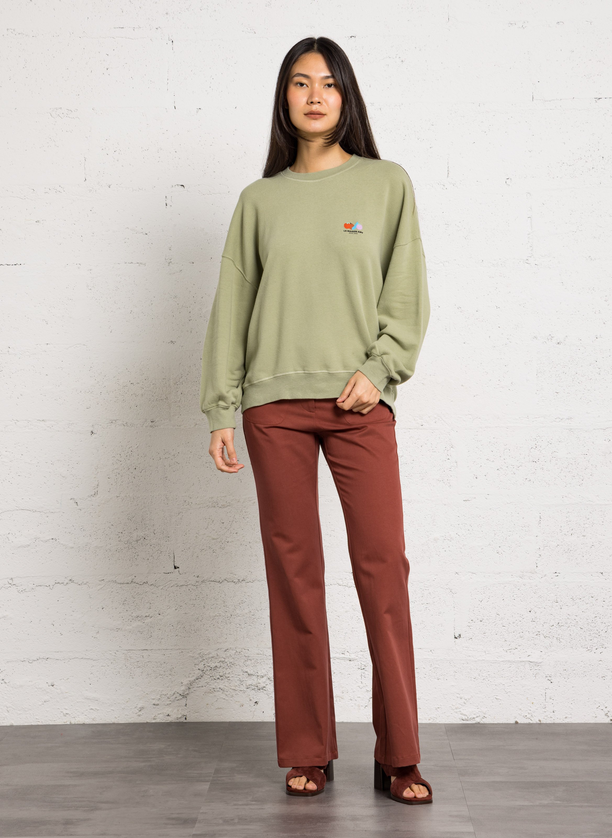 Sweat oversize col rond en coton mélangé atubay AMERICAN VINTAGE Vert