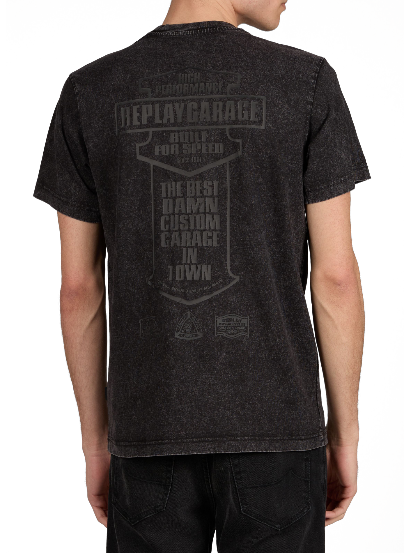 T-shirt droit manches courtes en coton REPLAY Noir