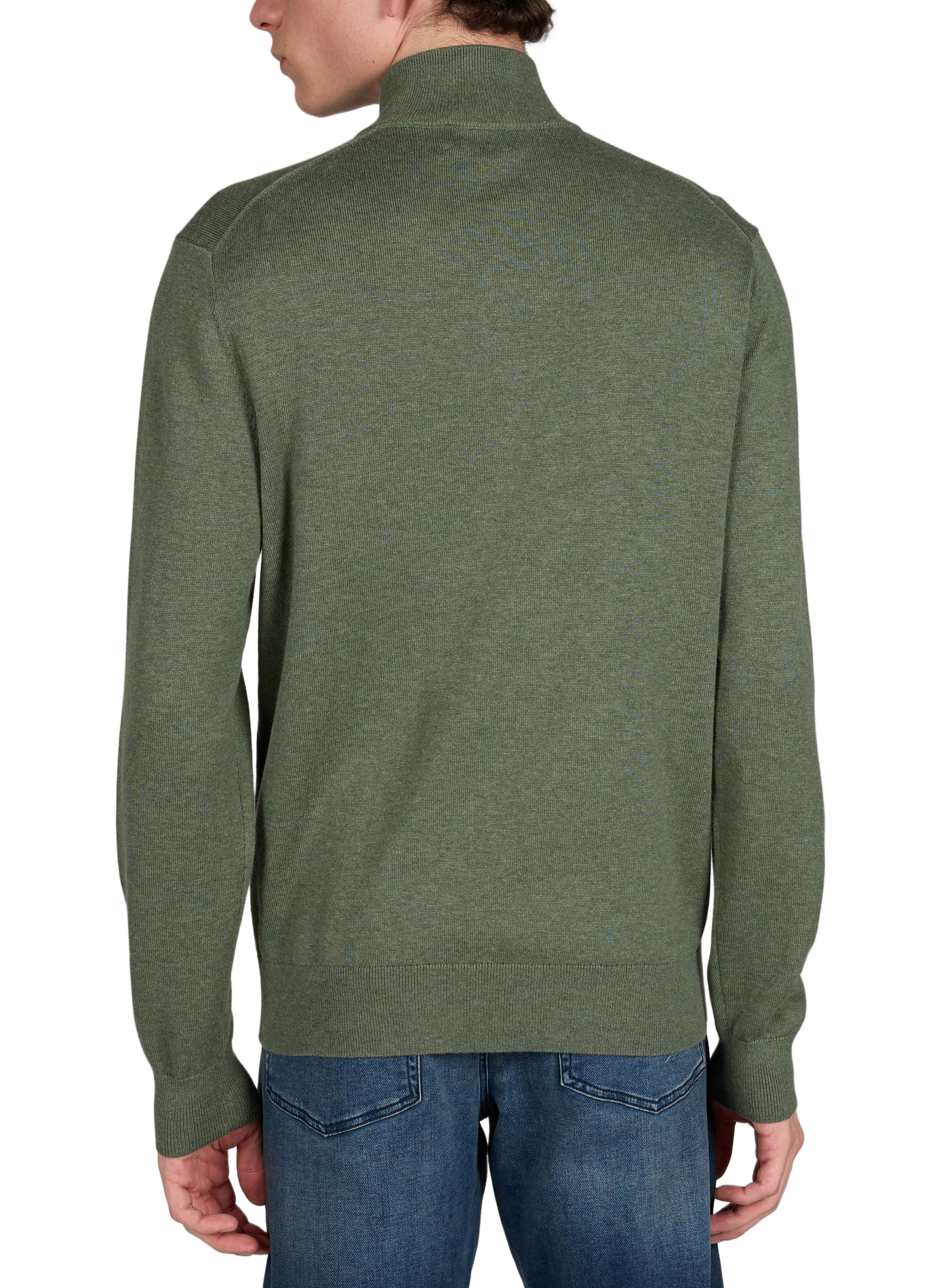 Pull col zippé en coton HACKETT Vert