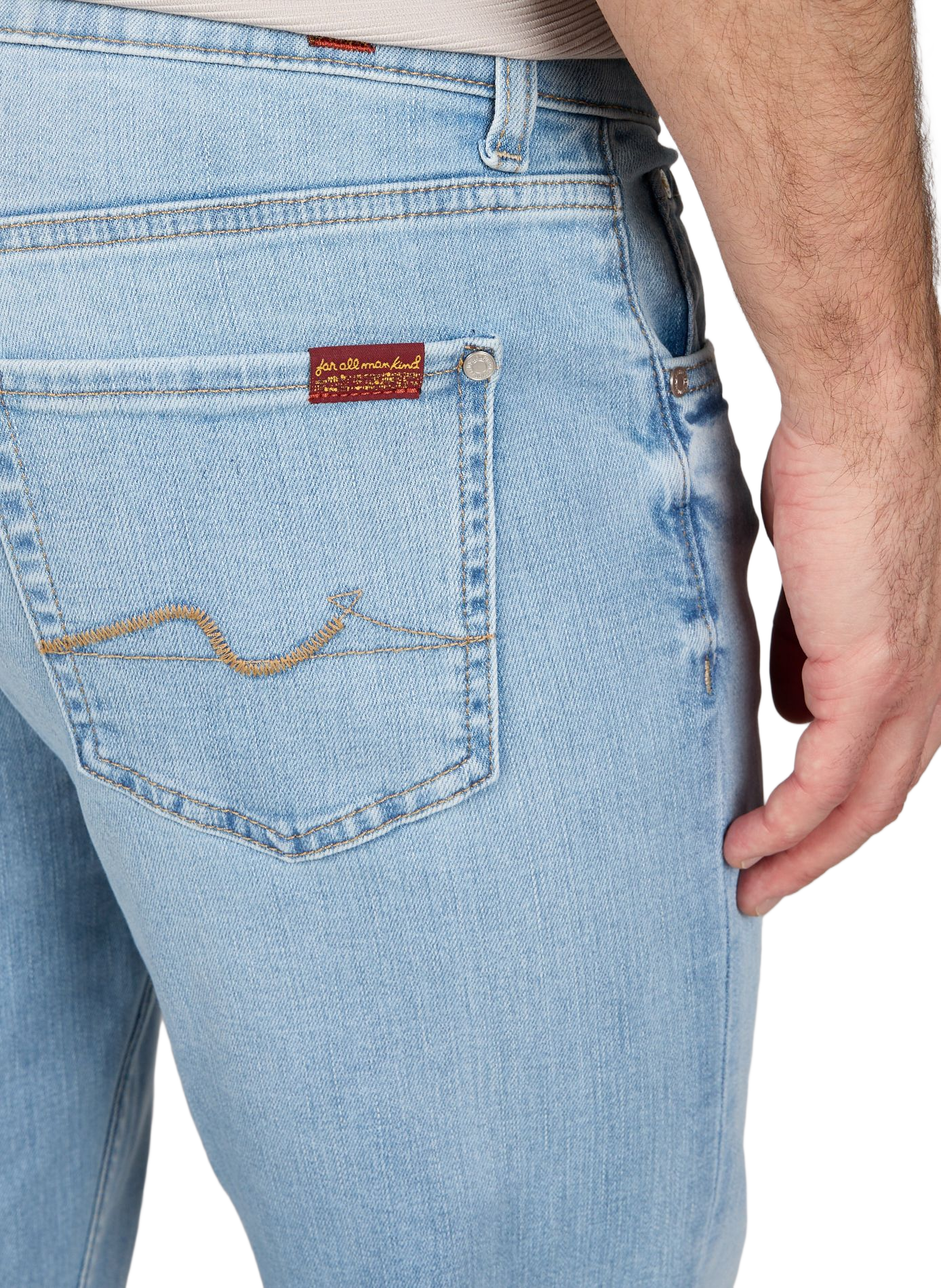 Jean slim en coton mélangé 7 FOR ALL MANKIND Bleu