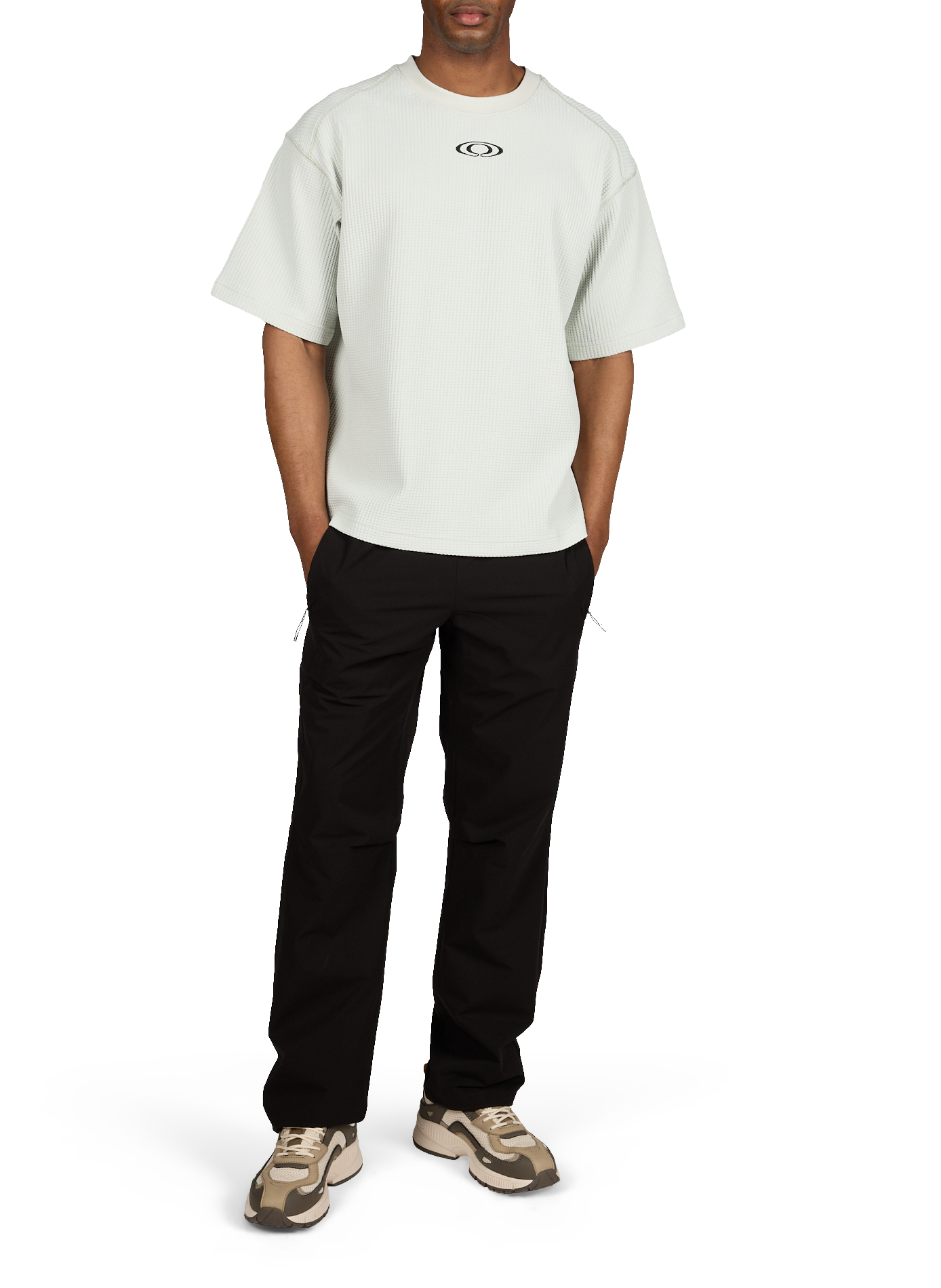 Oversized waffled knit T-shirt RAINS Green