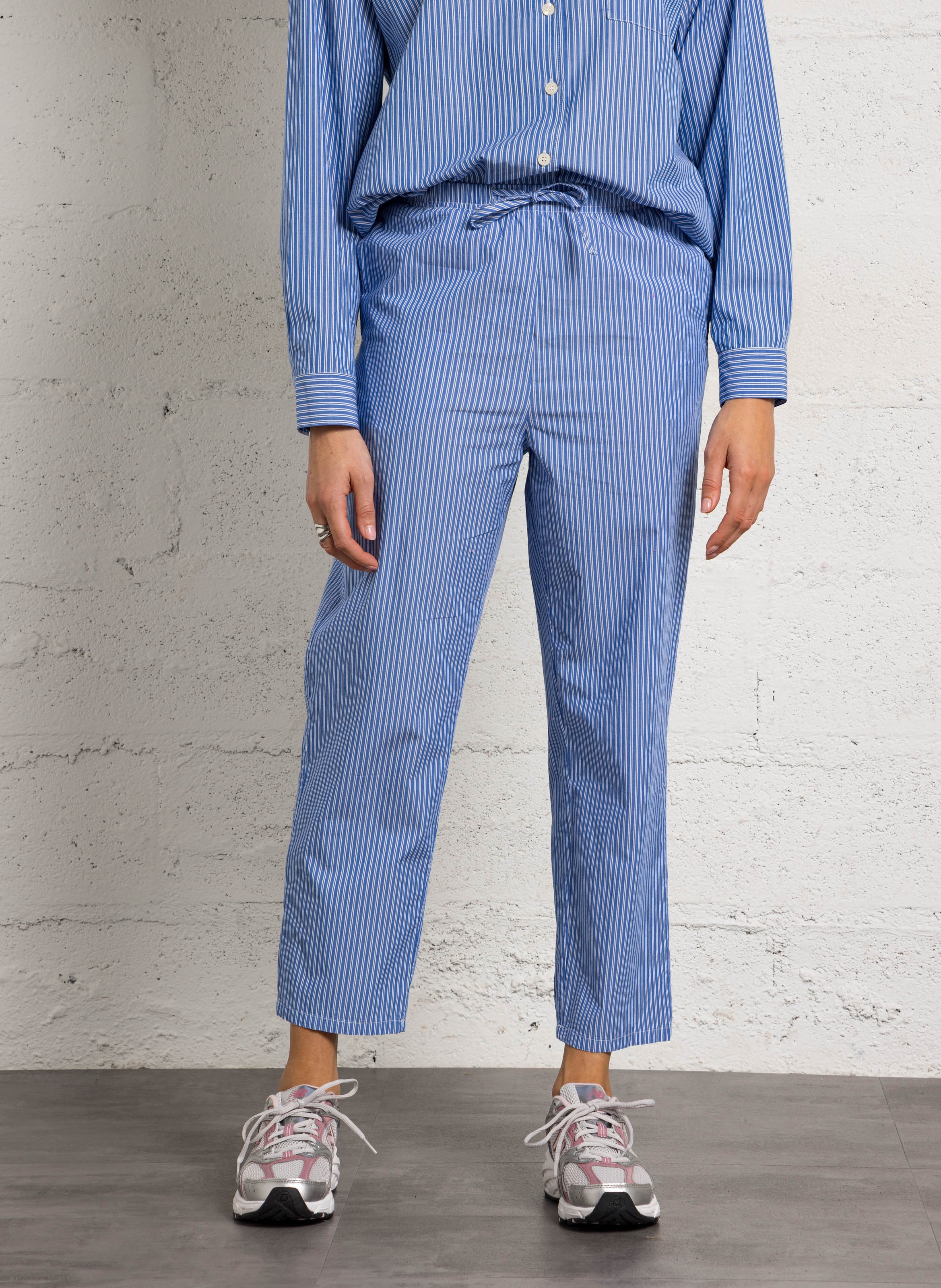 Pantalon carotte en coton rayé zatybay AMERICAN VINTAGE Bleu