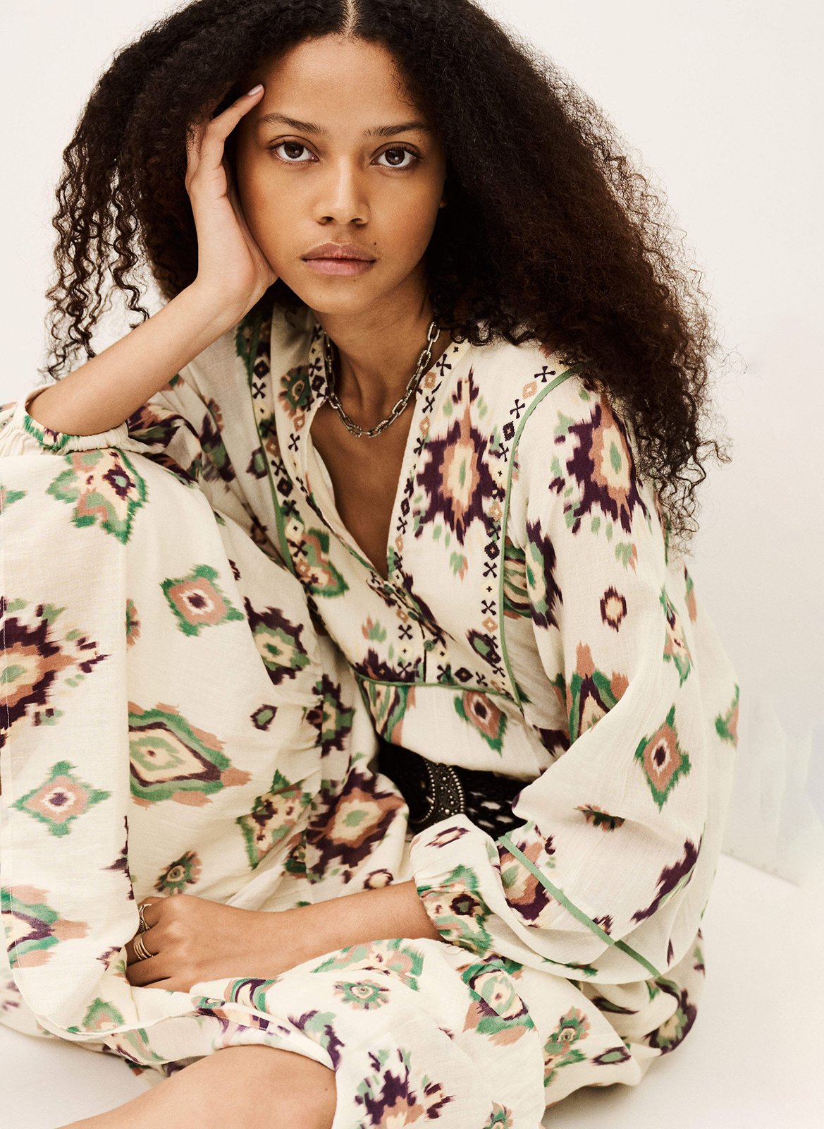 Robe midi imprimée oelia BA&SH Beige