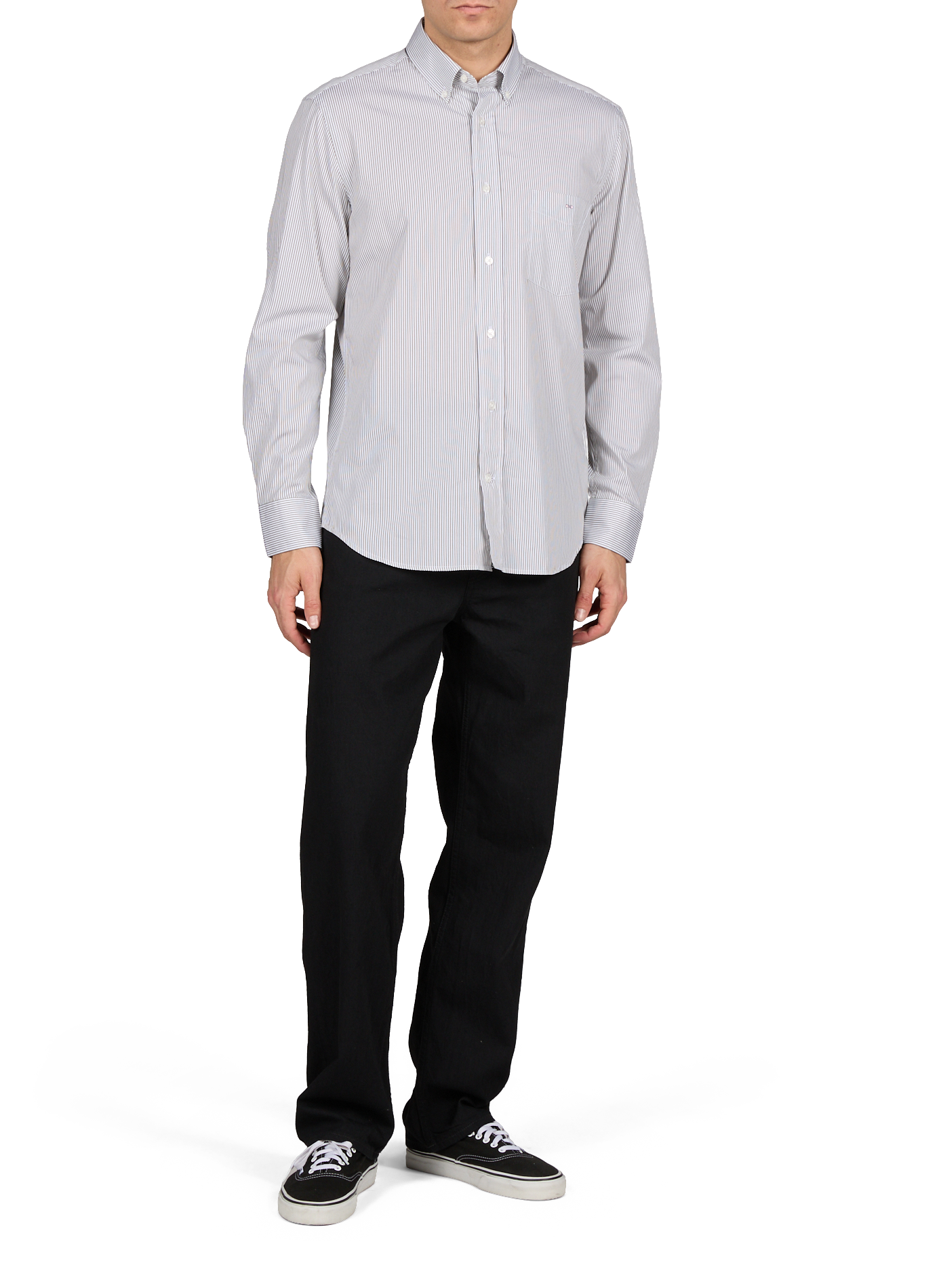 Chemise col américain à rayures en coton EDEN PARK Beige