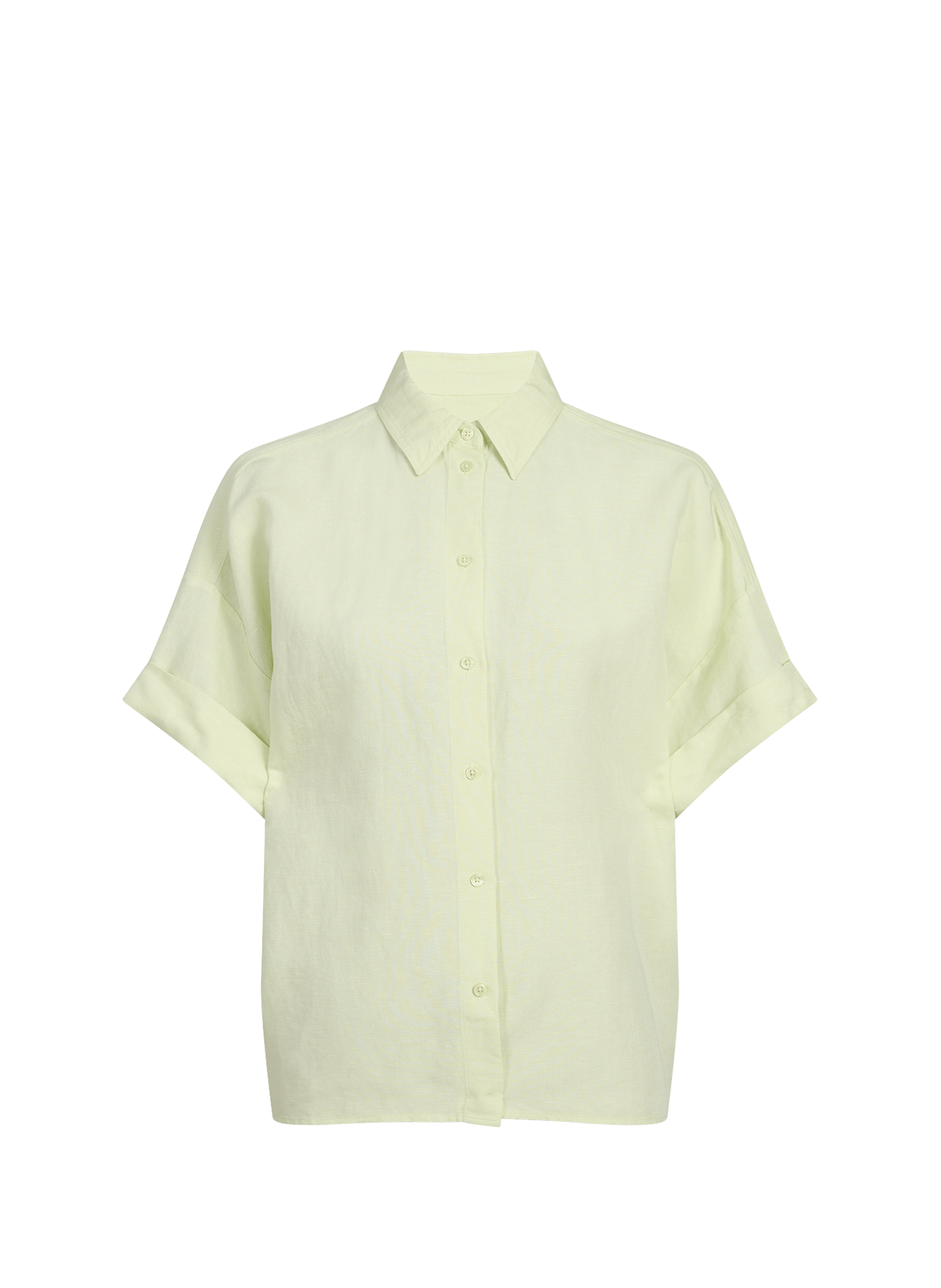 Camisa Bisenas de manga corta en mezcla de lino BOSS Verde