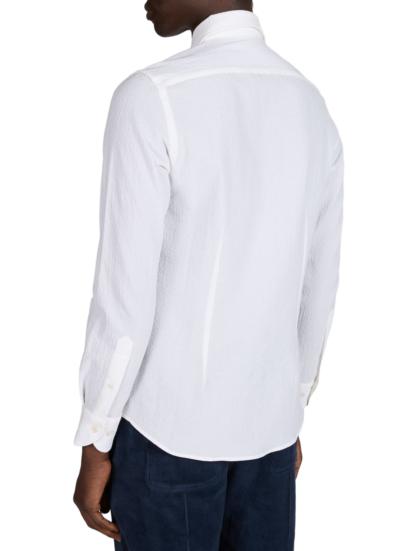 Chemise droite en coton texturé AURELIEN Blanc