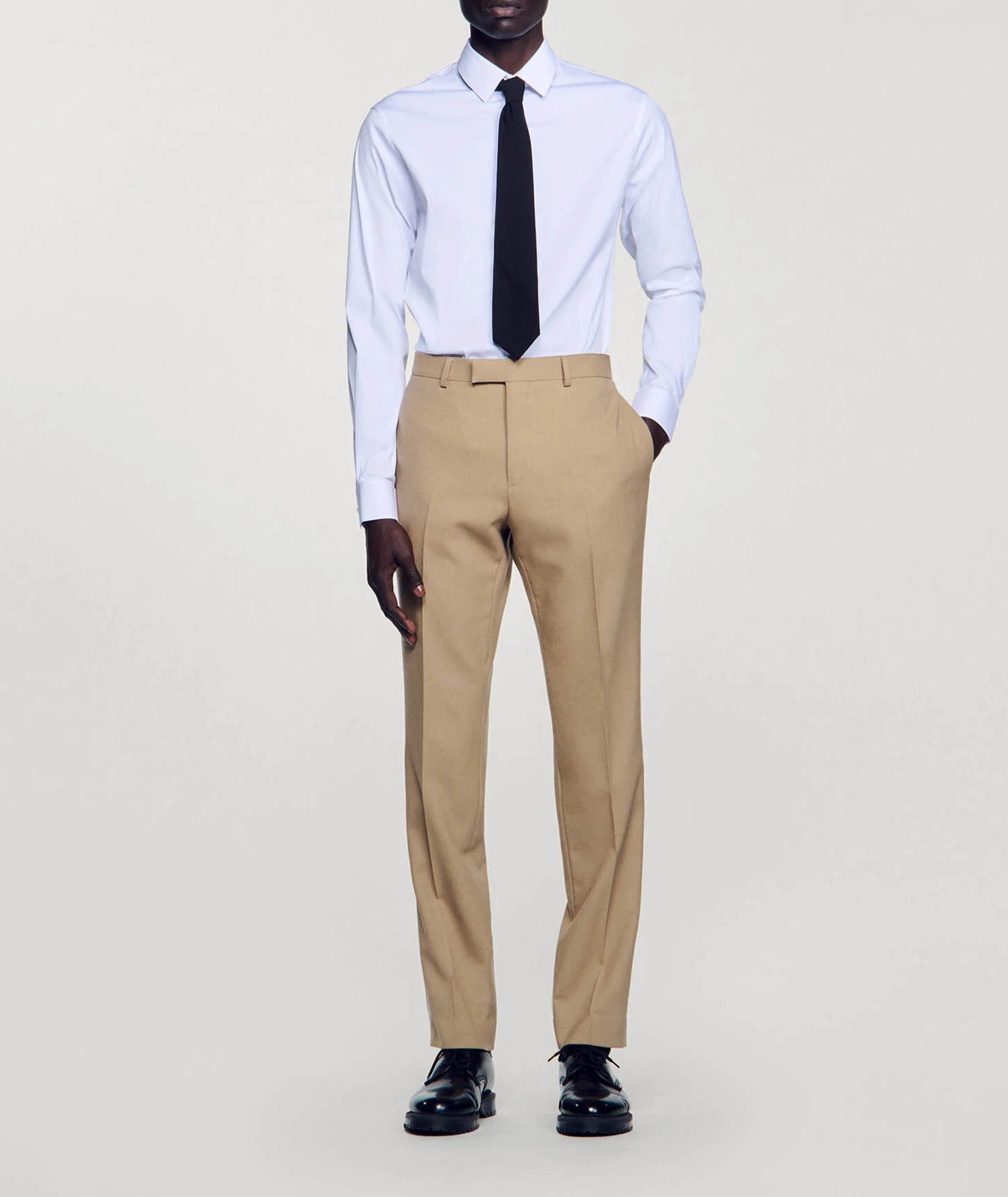Pantalon de costume en laine SANDRO Beige
