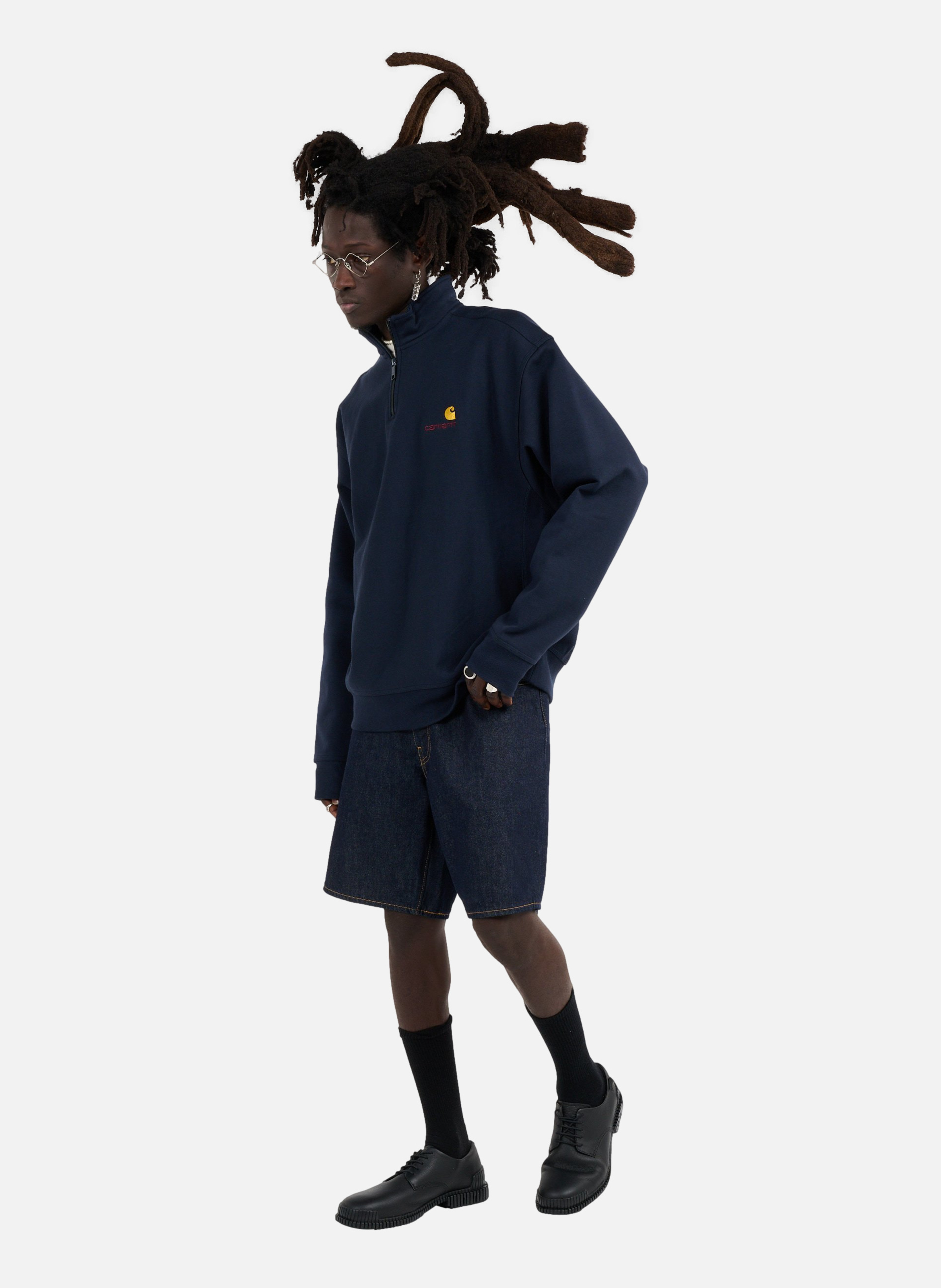 Sweat zippé half zip american script CARHARTT WIP Bleu