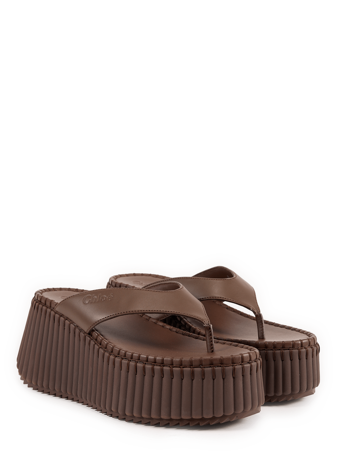Leather wedge sandals CHLOÉ Brown
