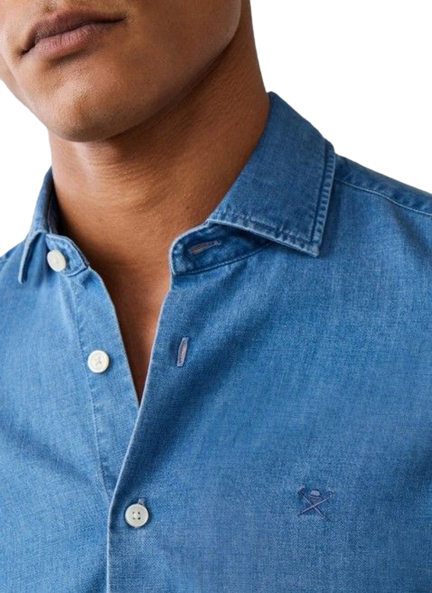 Denim shirt in blended cotton HACKETT Blue