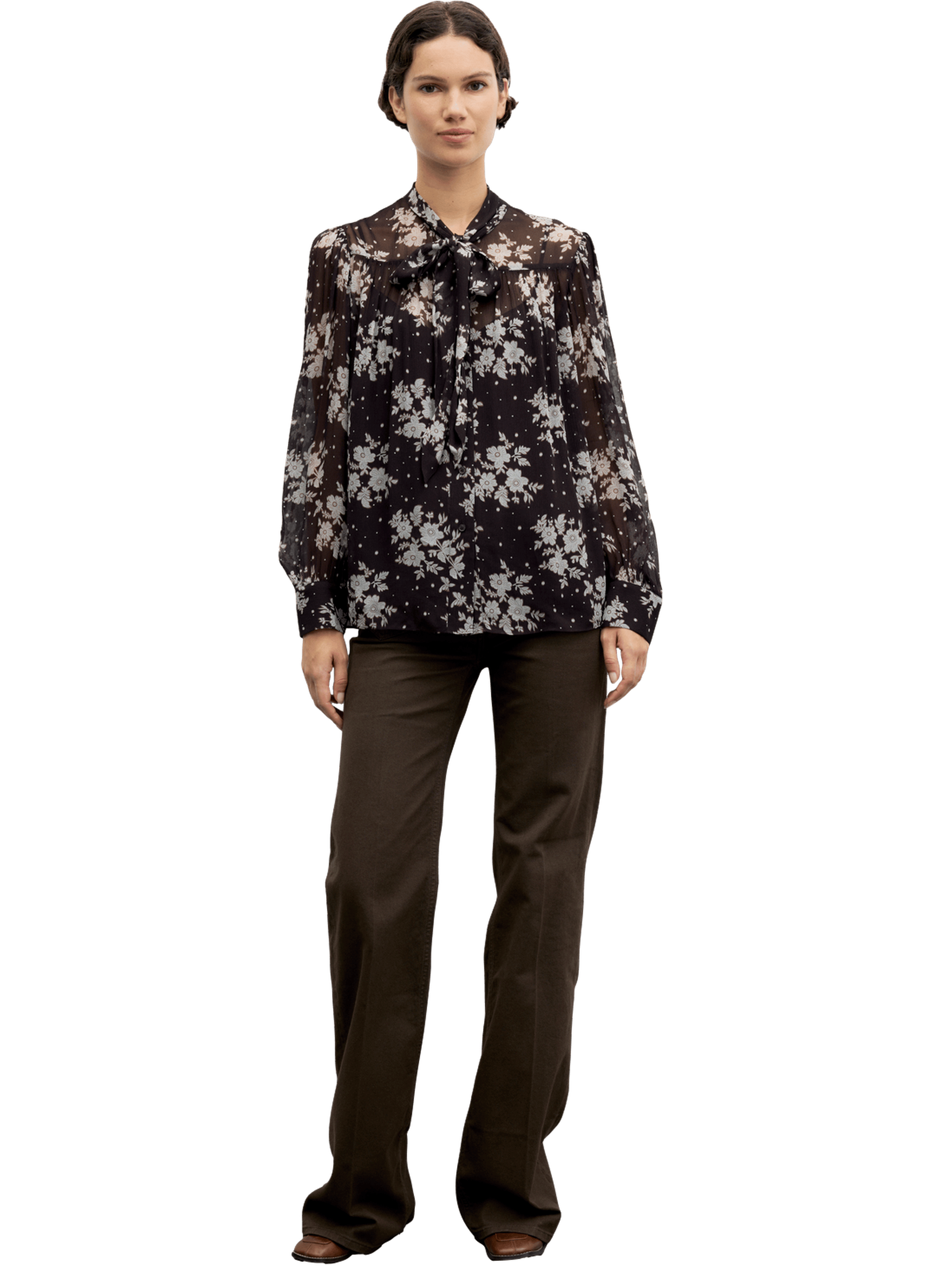 Chemise en mousseline imprimée - loa GERARD DAREL Marron