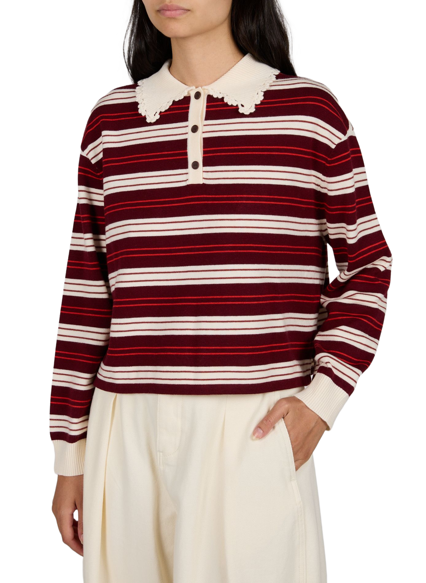 Gestreifter Pullover mit Polokragen SUNCOO Mehrfarbig
