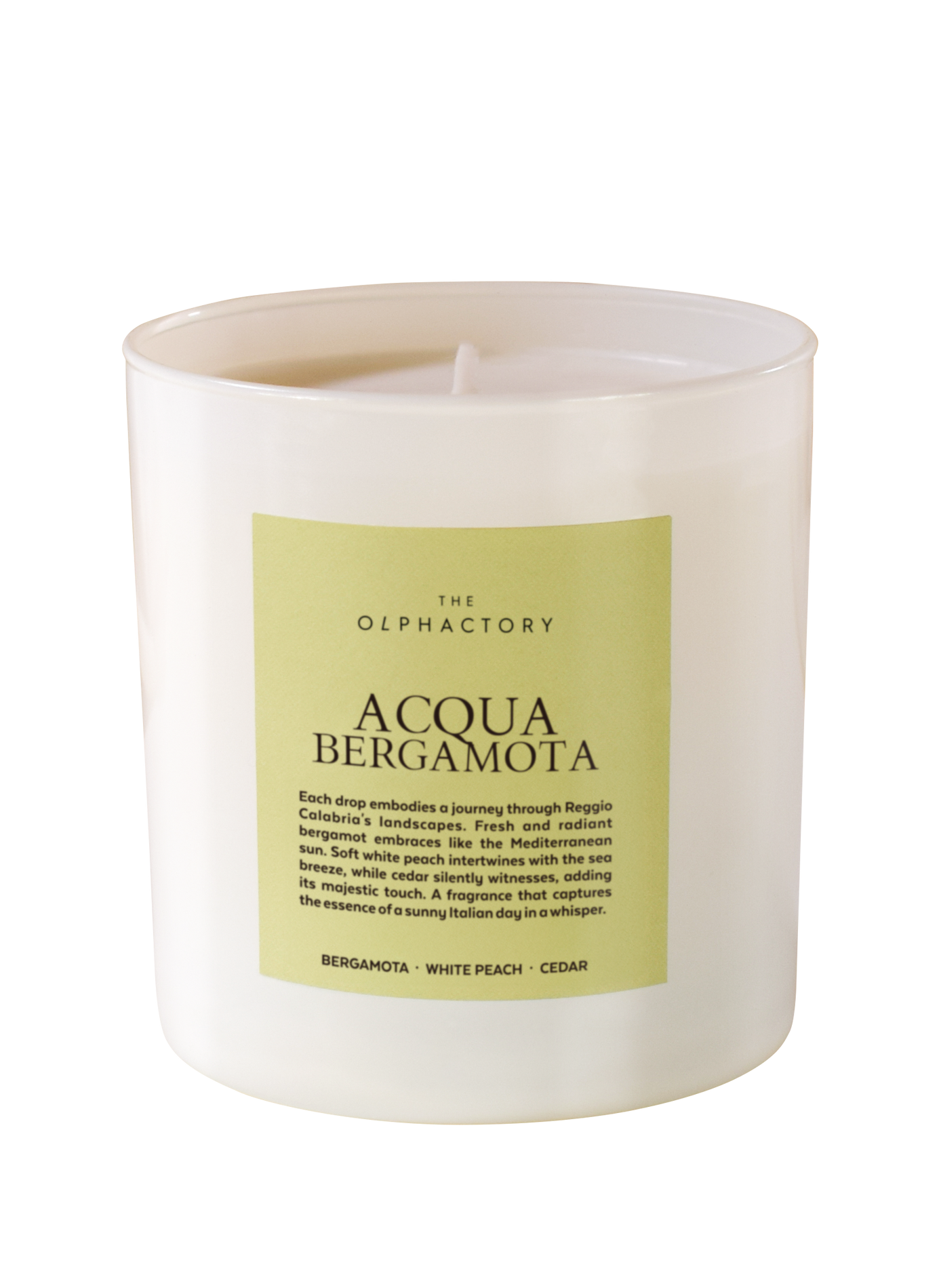 Bougie parfumée Acqua Bergamota 310g OLPHACTORY Blanc