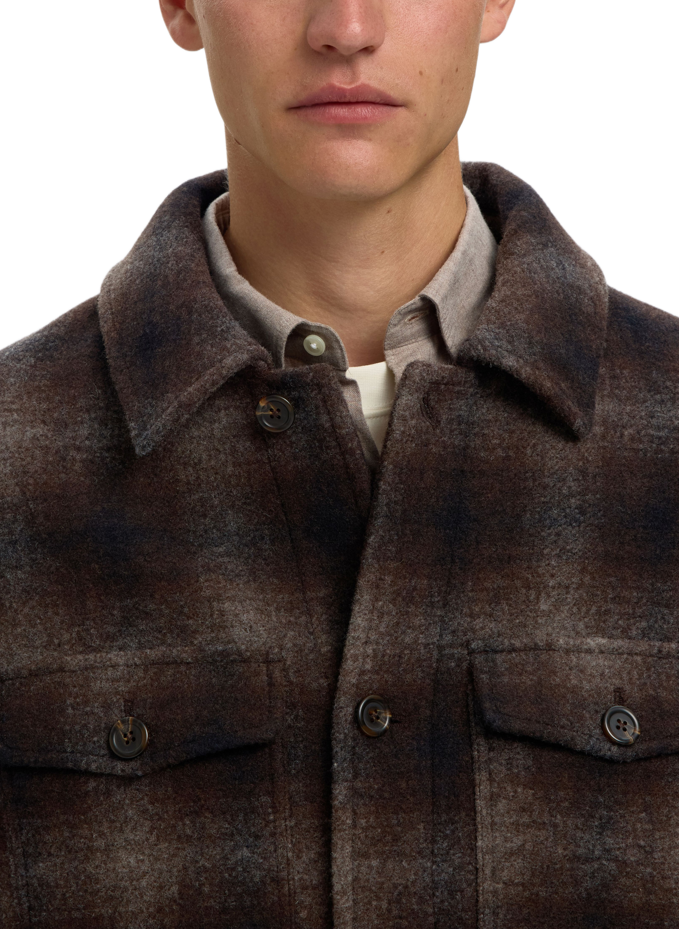Rechte geruite overshirt SELECTED Bruin