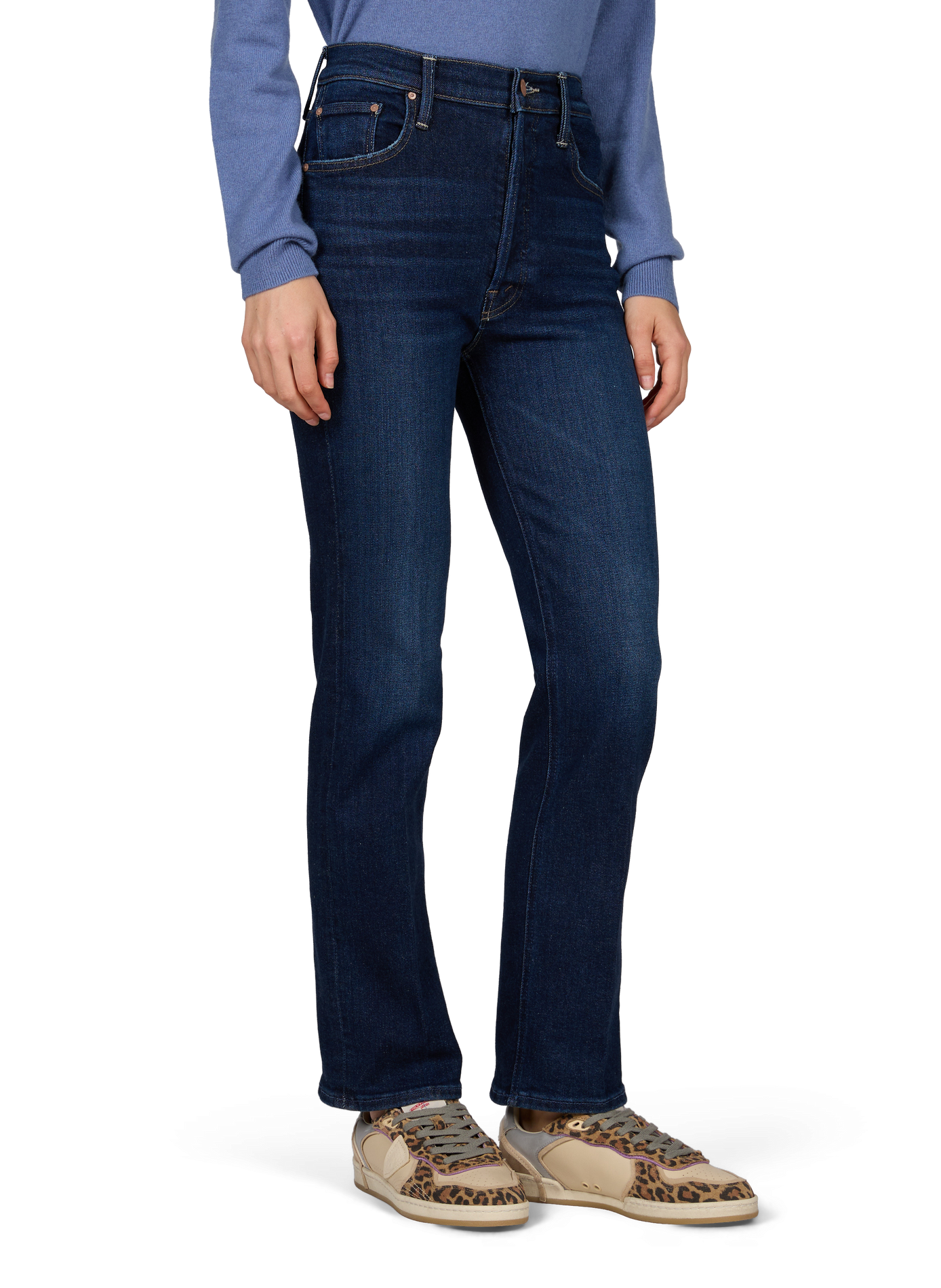 High-waisted plain slim jeans MOTHER Blue