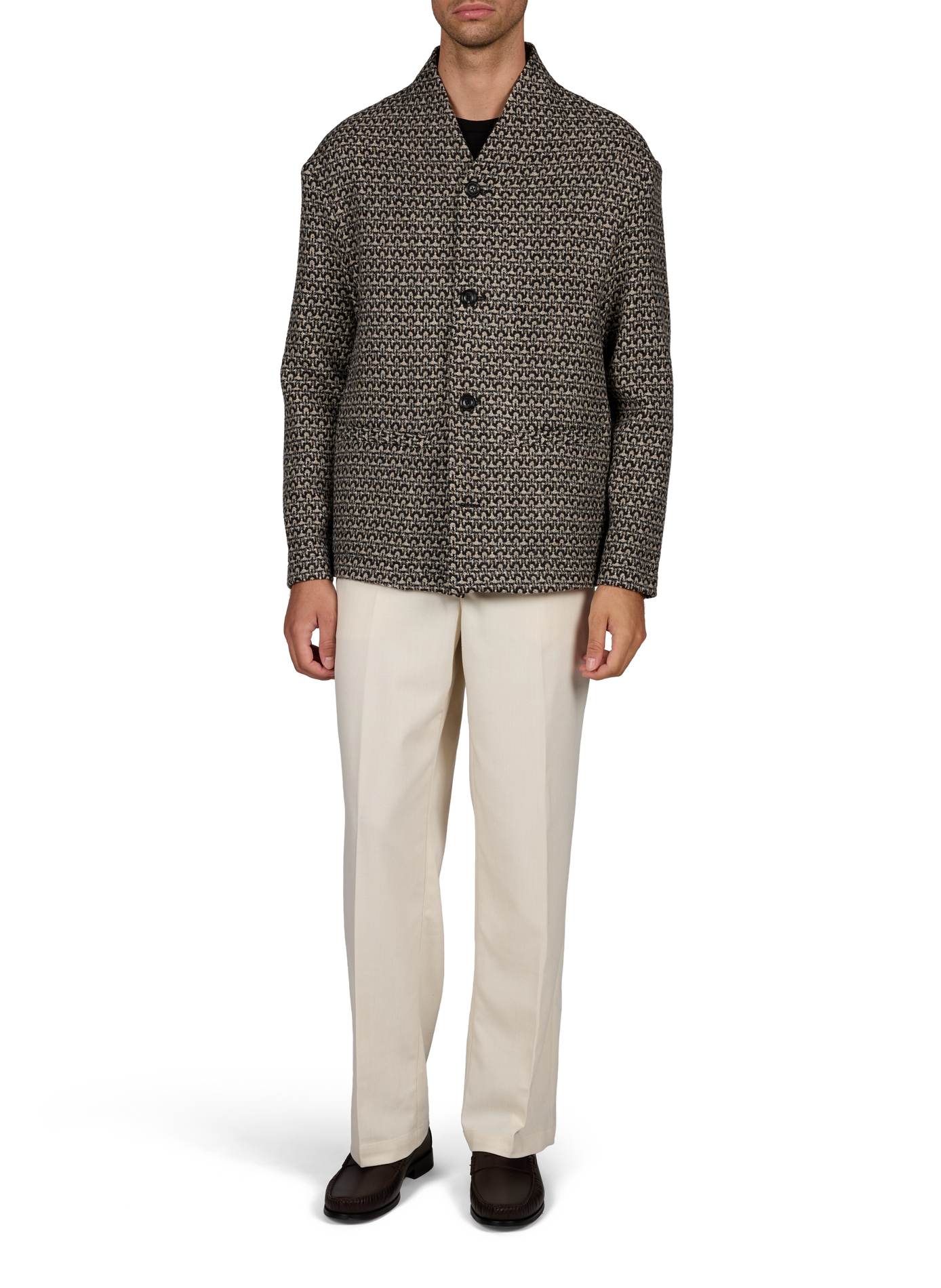 Rundhalsjacke aus Wolle EMPORIO ARMANI Mehrfarbig