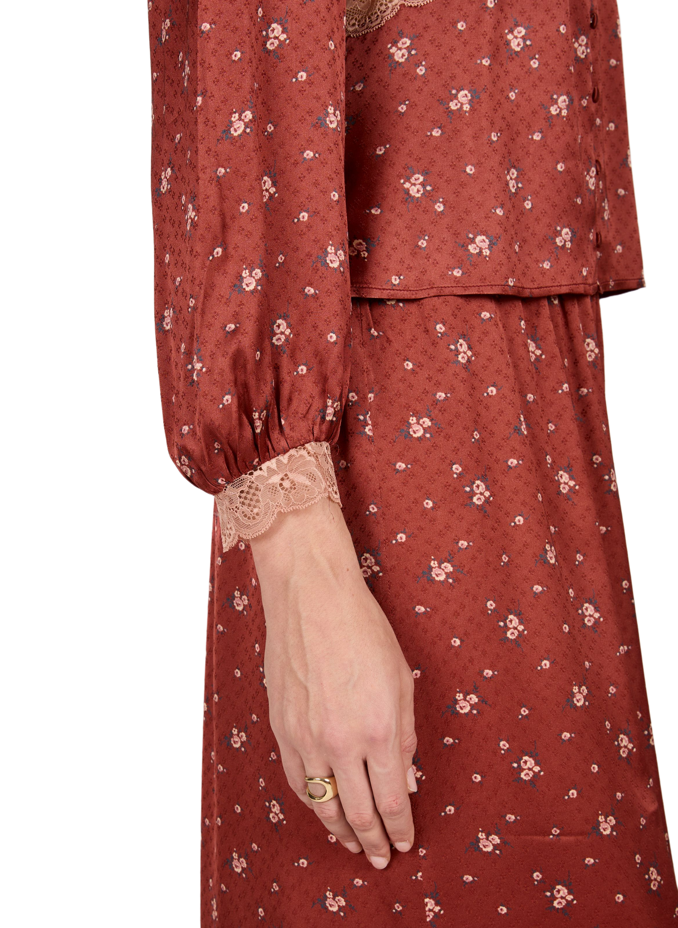V-neck blouse with lace print PETITE MENDIGOTE Orange