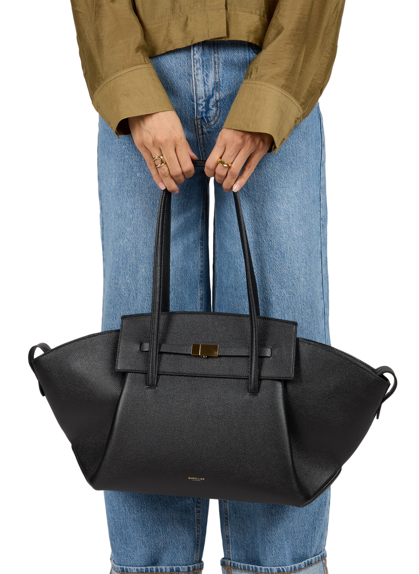 Brooklyn leather tote bag DEMELLIER LONDON Black