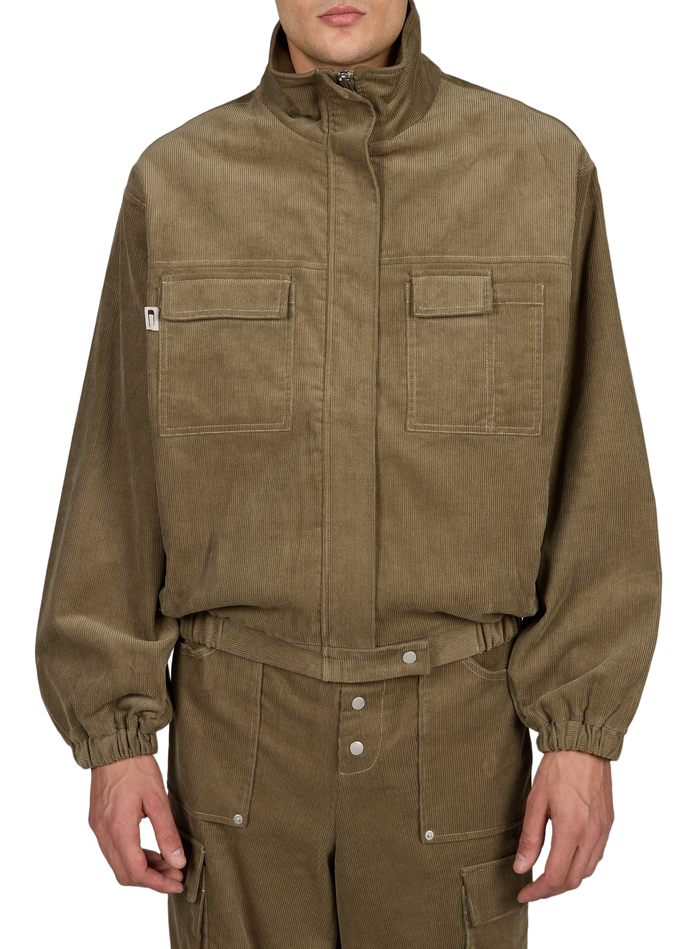 Reißverschlussjacke mit Stehkragen aus Baumwollmischung CARRER Grun