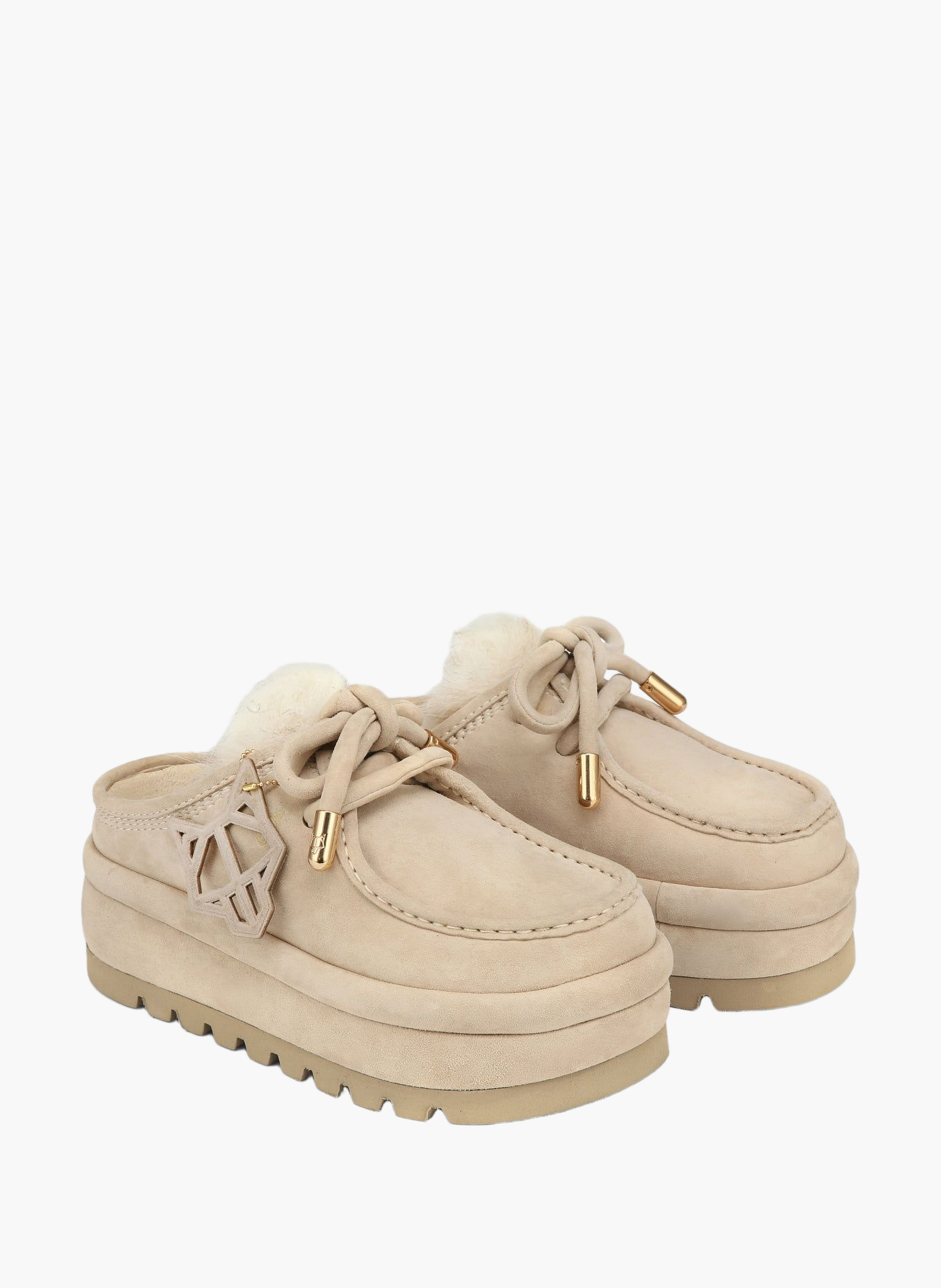 Mules blizzard en daim NAKED WOLFE Blanc
