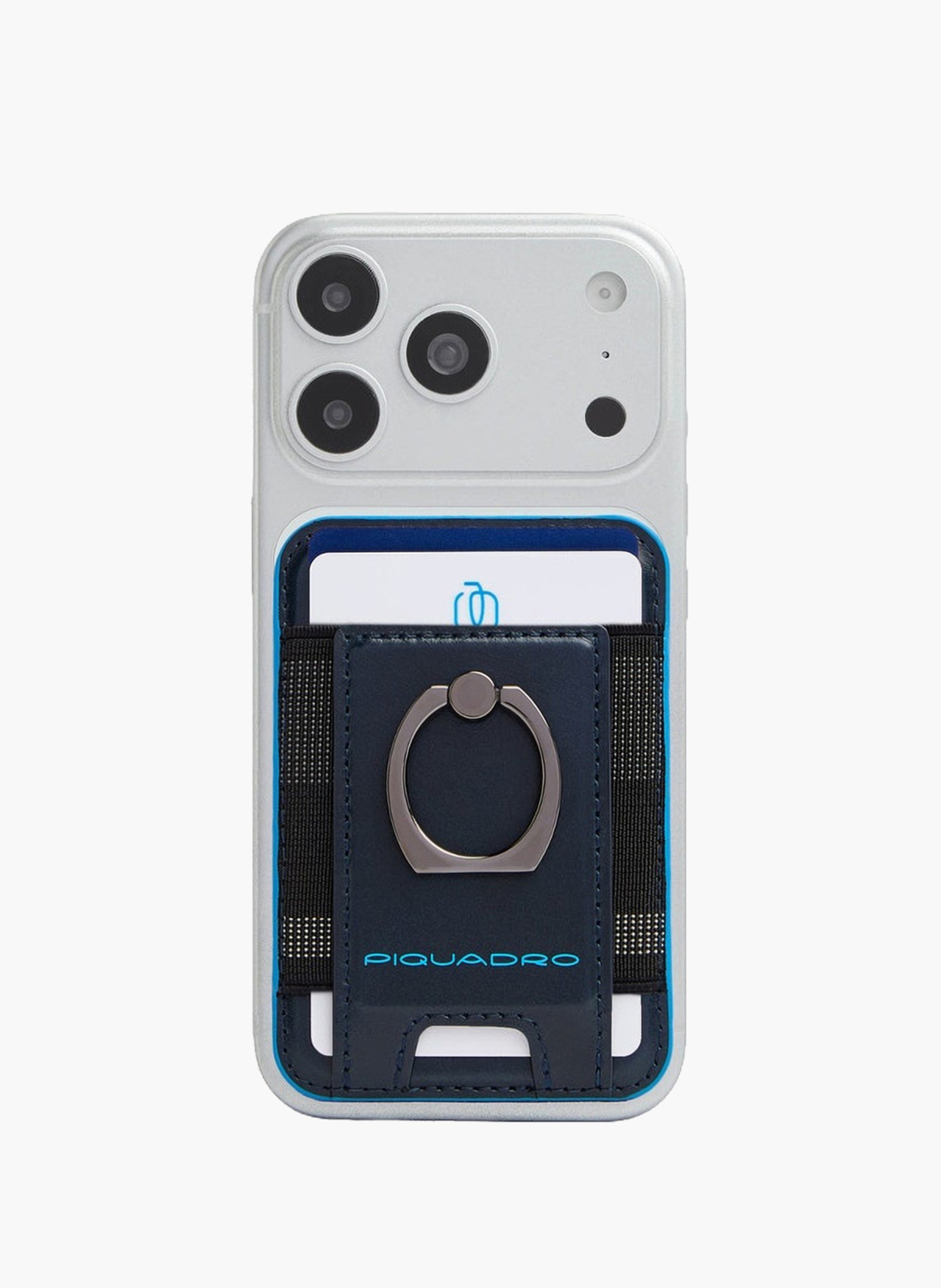Magsafe® card holder with ring stand – blue square PIQUADRO Blue