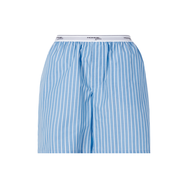 Hommegirls Striped Cotton Shorts In Blue