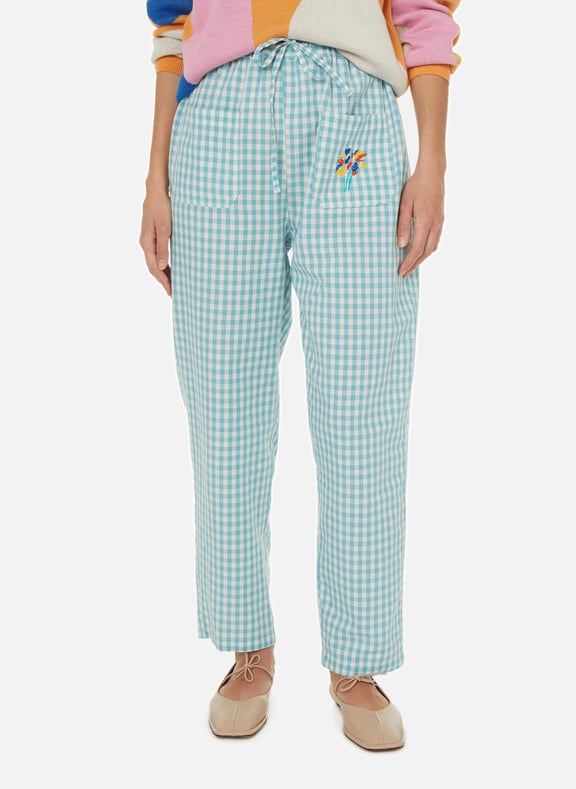 Gingham-print cotton trousers Blue by BOBO CHOSES BOBO CHOSES Gingham-print cotton trousers Blue