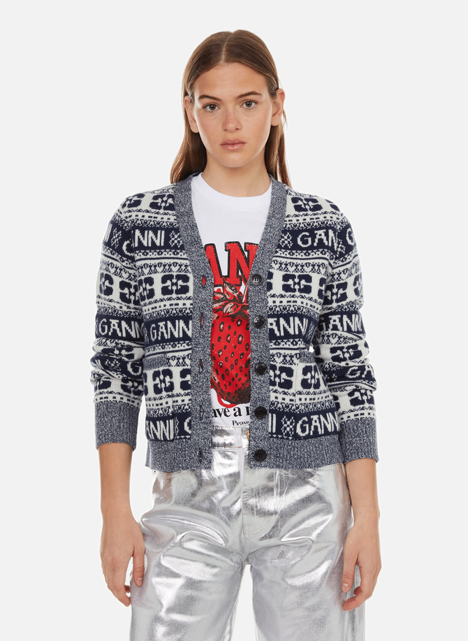 GANNI printed wool cardigan