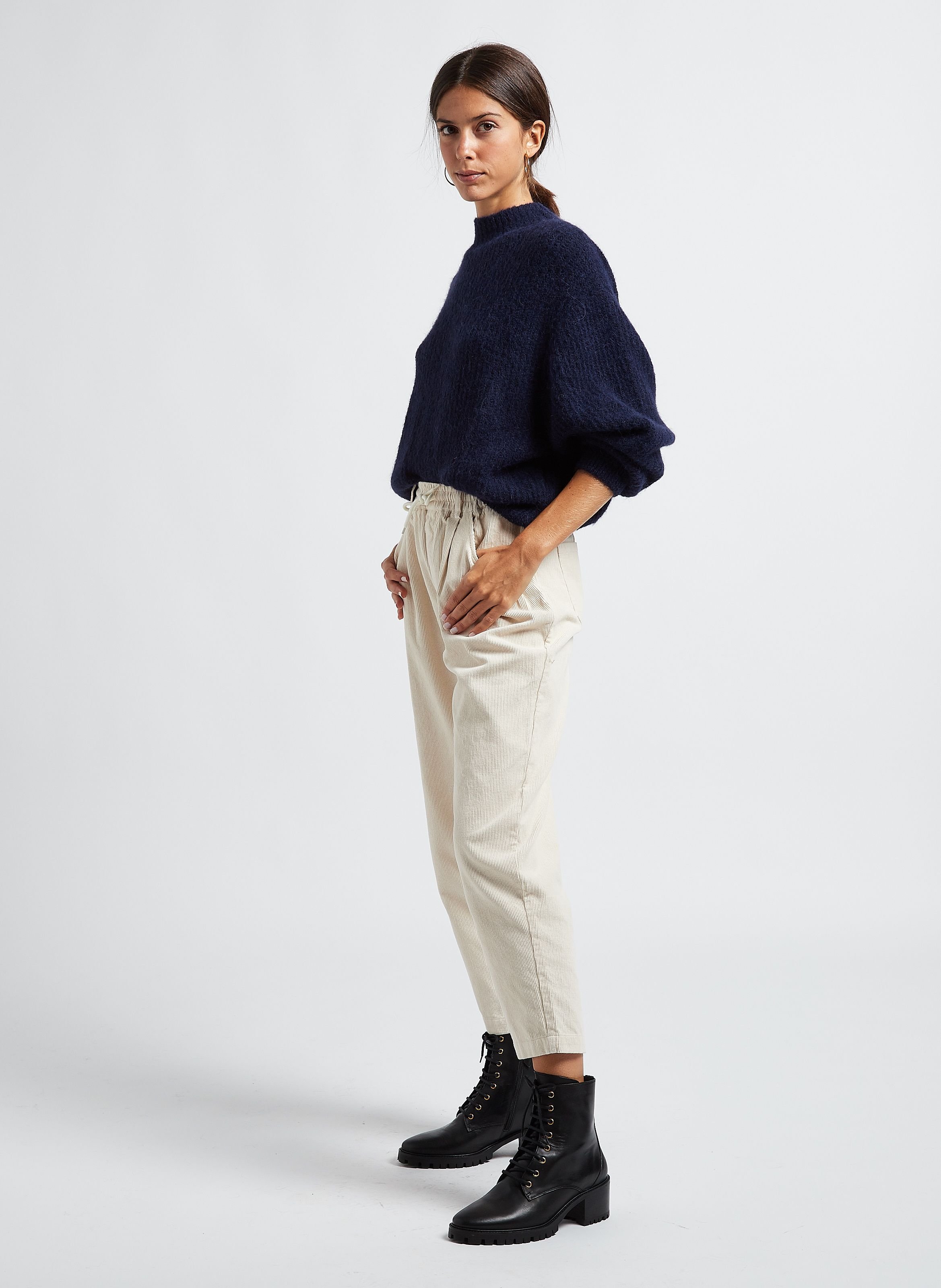 Pull oversize col montant east AMERICAN VINTAGE Bleu