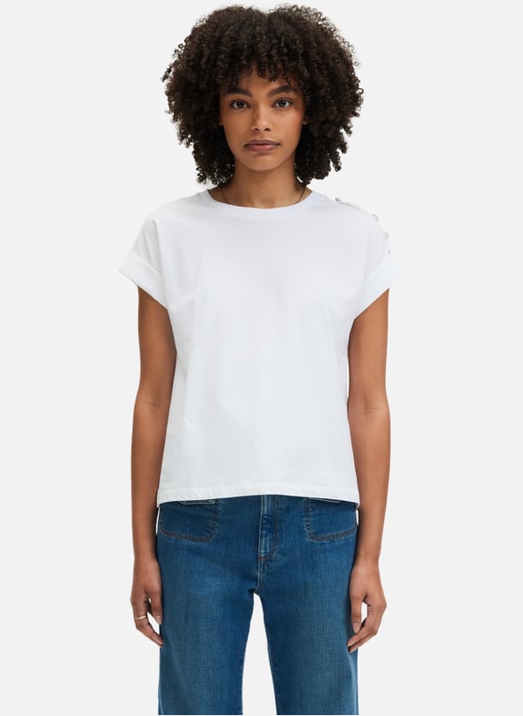 T-shirt en coton et boutons bijoux - genie Beige by PABLO PABLO T-shirt en coton et boutons bijoux - genie Beige