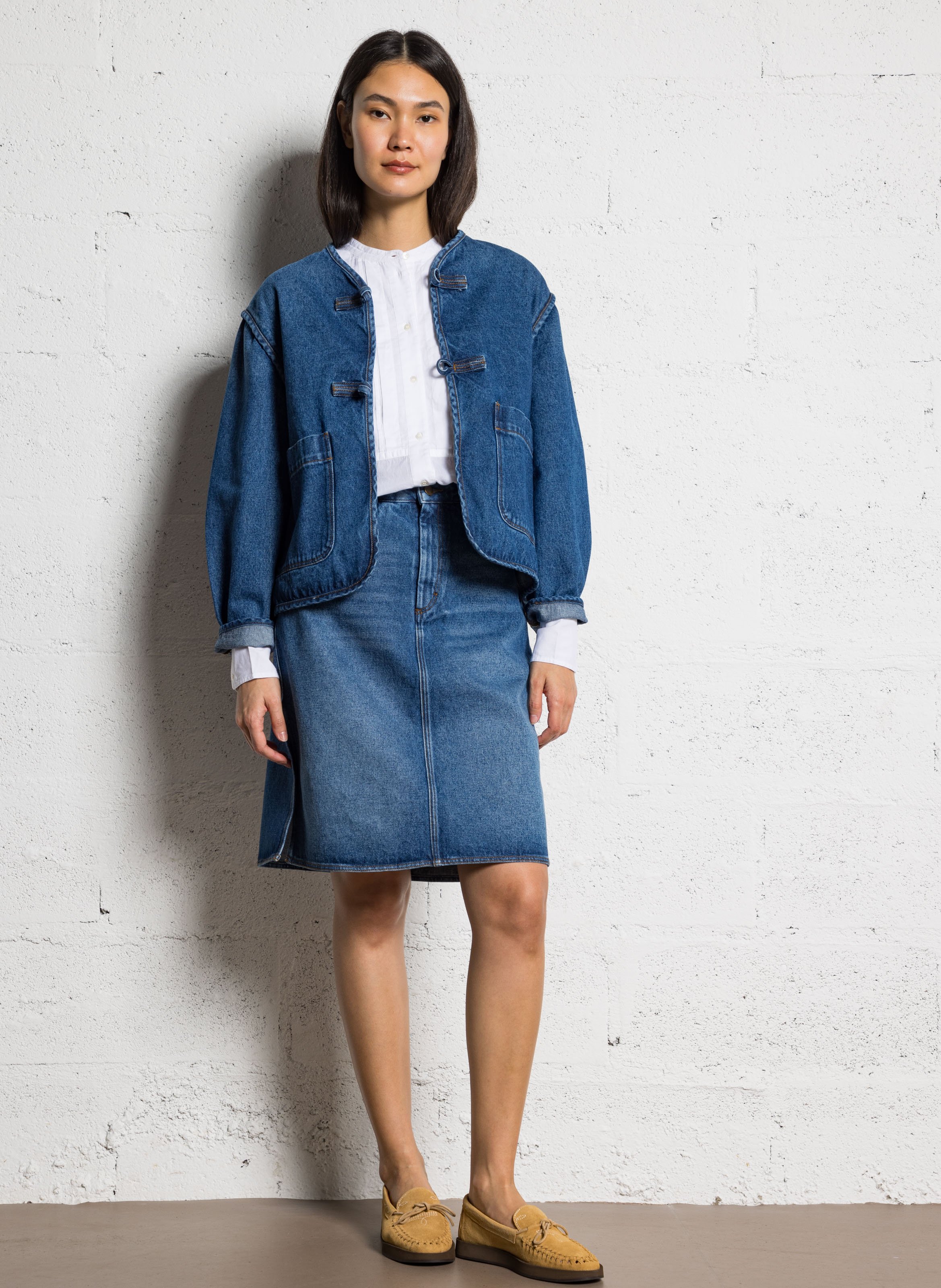 Veste droite en coton agatha SOEUR Bleu