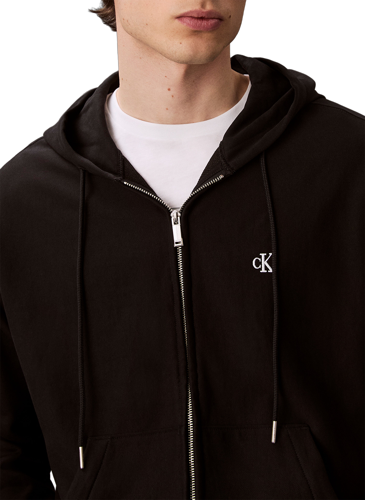 Hoodie zippé en coton CALVIN KLEIN Noir