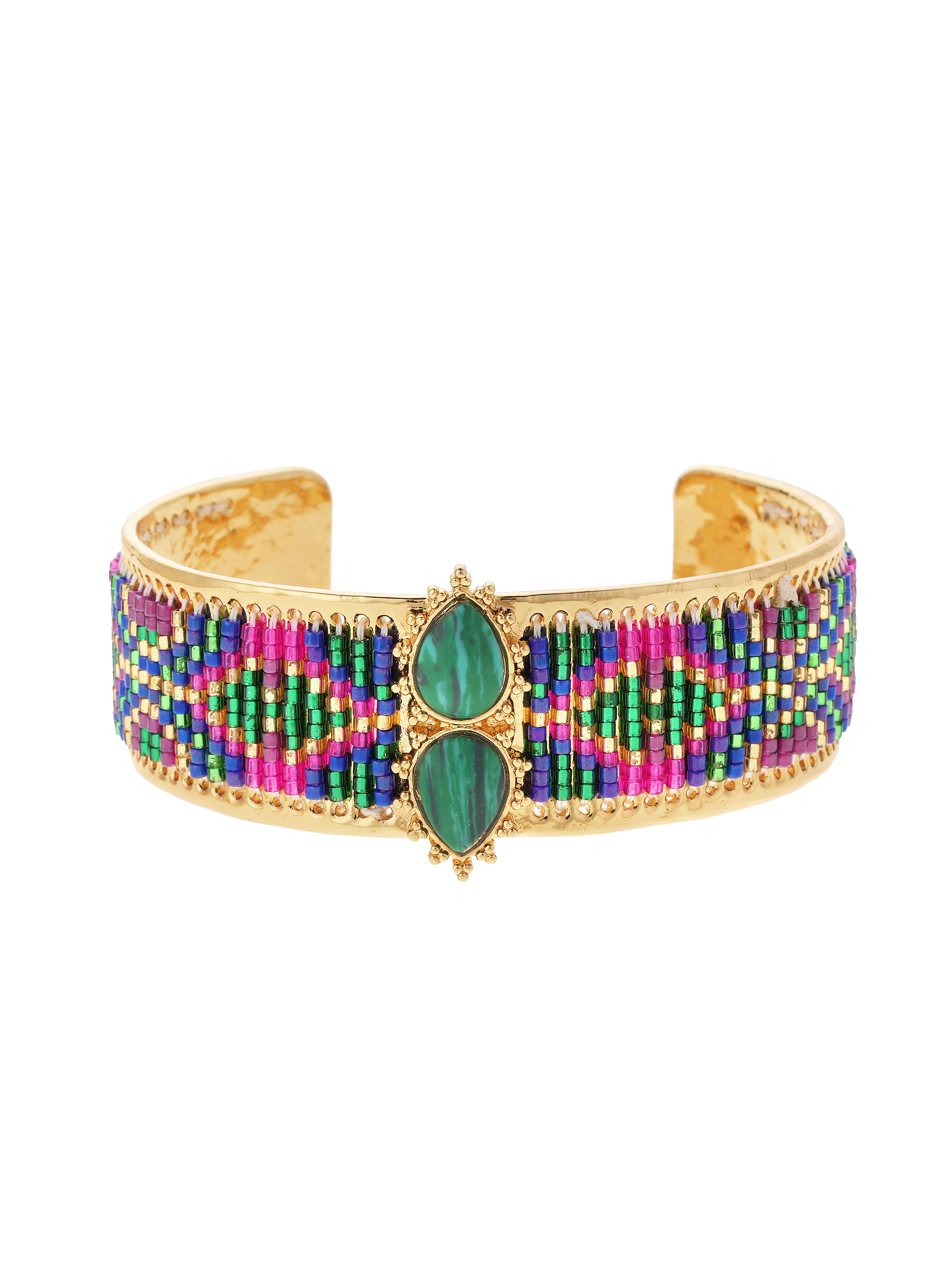 Bracelet Jonc Avec Perles Tissées Frisco Hipanema Femme
