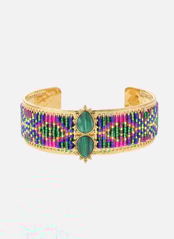 Bracelet Jonc Avec Perles Tissées Frisco Hipanema Femme