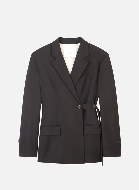 Veste col tailleur en laine mélangée Noir by TELA TELA Veste col tailleur en laine mélangée Noir