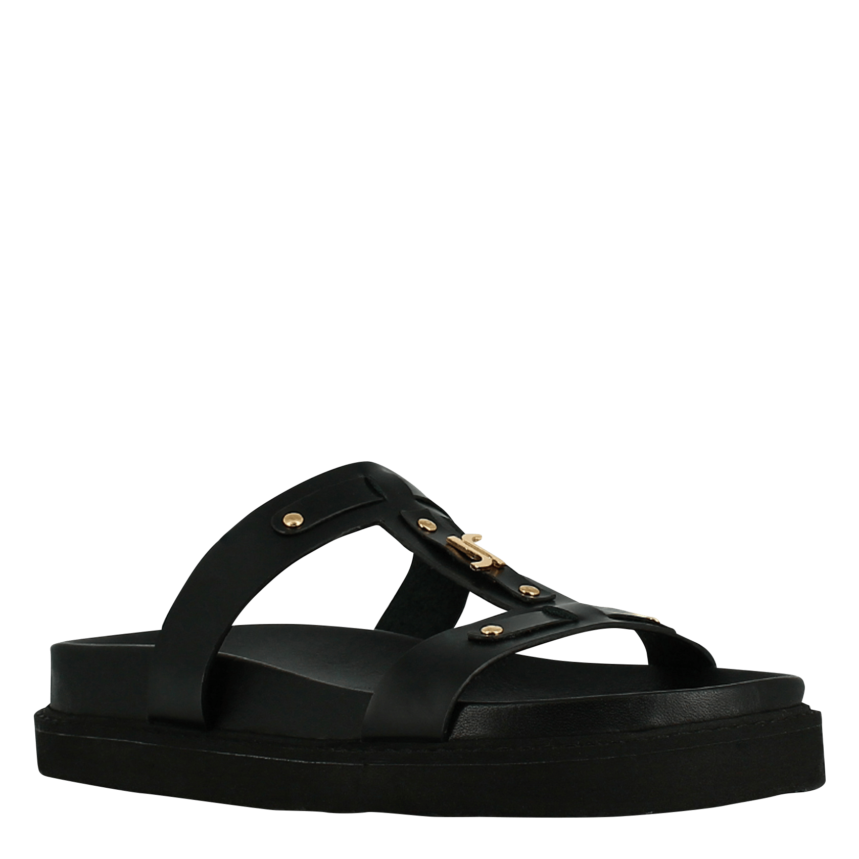 Sandales plates en cuir lisse luana JONAK Noir