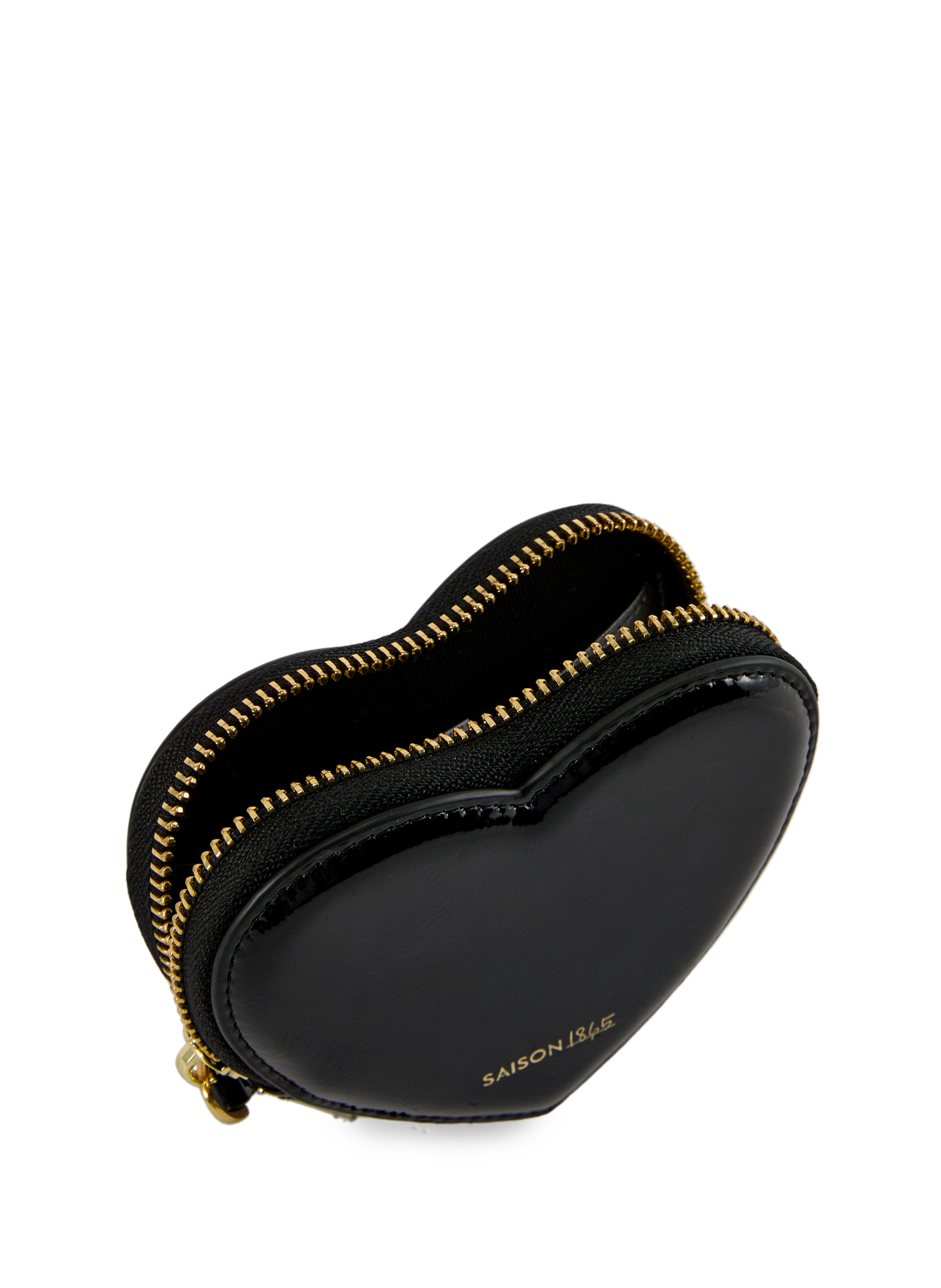 Porte monnaie cœur en cuir vernis SAISON 1865 Noir