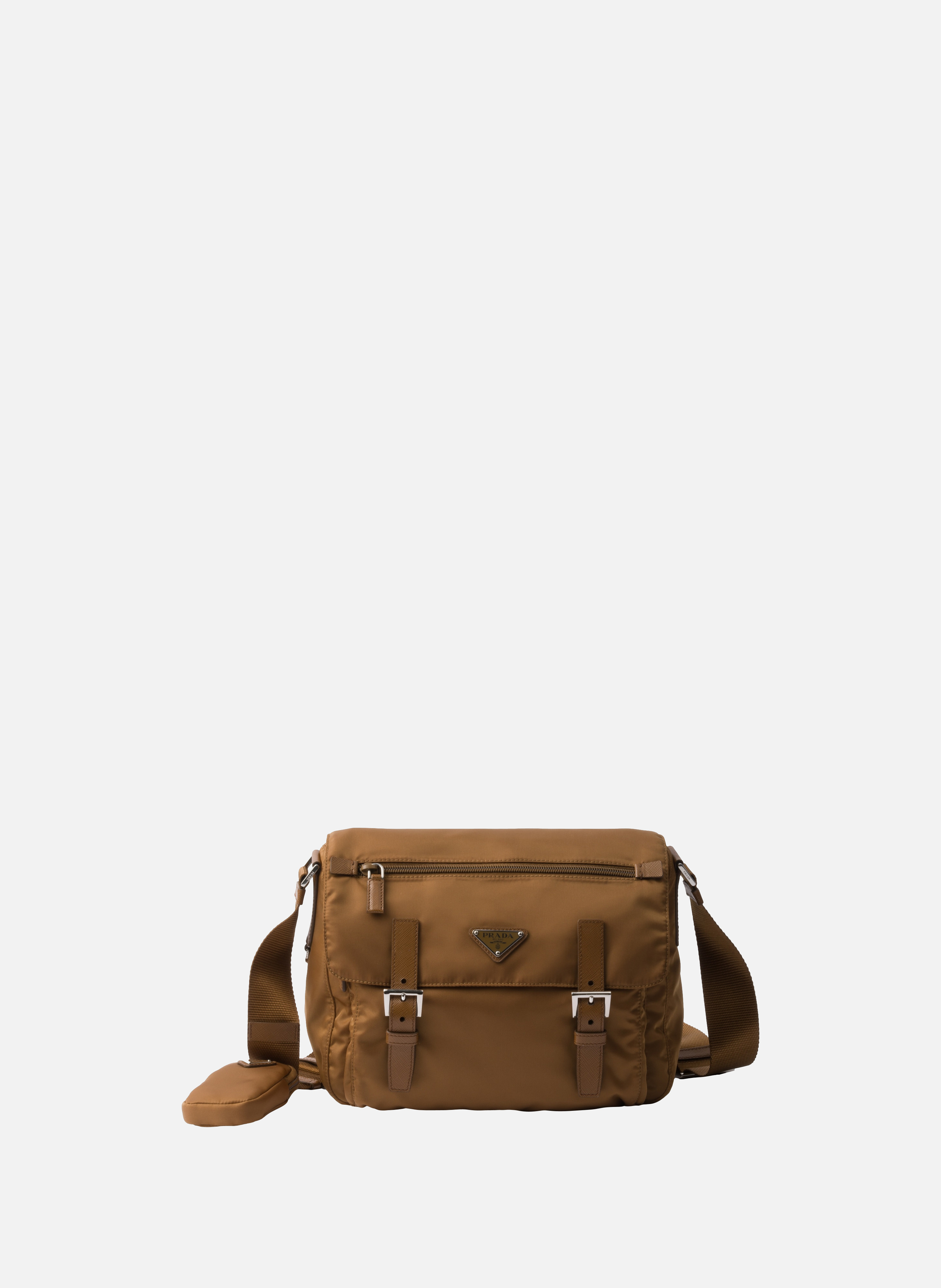 Sac porté épaule en re-nylon PRADA Marron